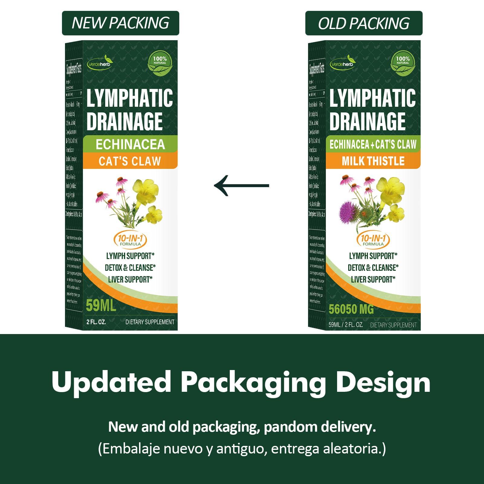 Verdeherb Verdeherb Echinacea Lymphatic Drainage Drops Enhance Lymph System Detox Cleanse, Cleavers, Milk Thistle, Cats Claw, Turmeric, Dandelion, Burdock, Astragalus Immune Support Supplement. 4oz