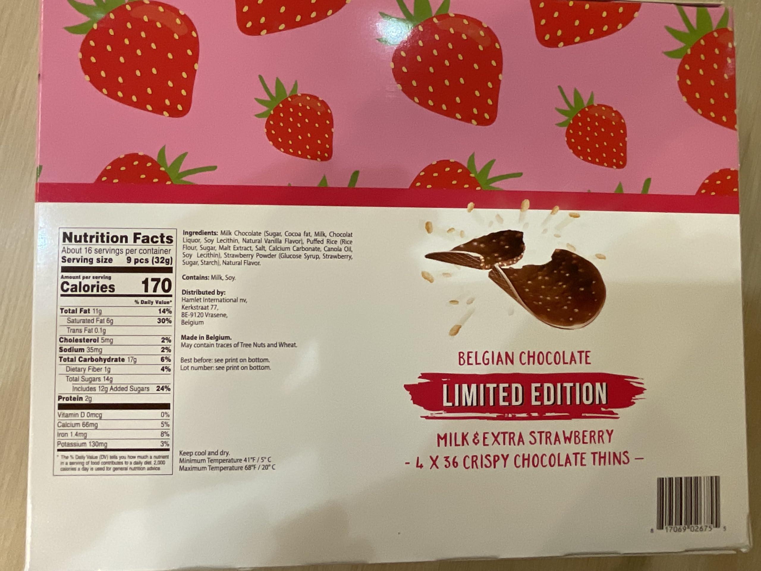 Hamlet International nv Crispy Belgian Chocolate Thins Milk chocolate & Extra Strawberry 17.6 oz