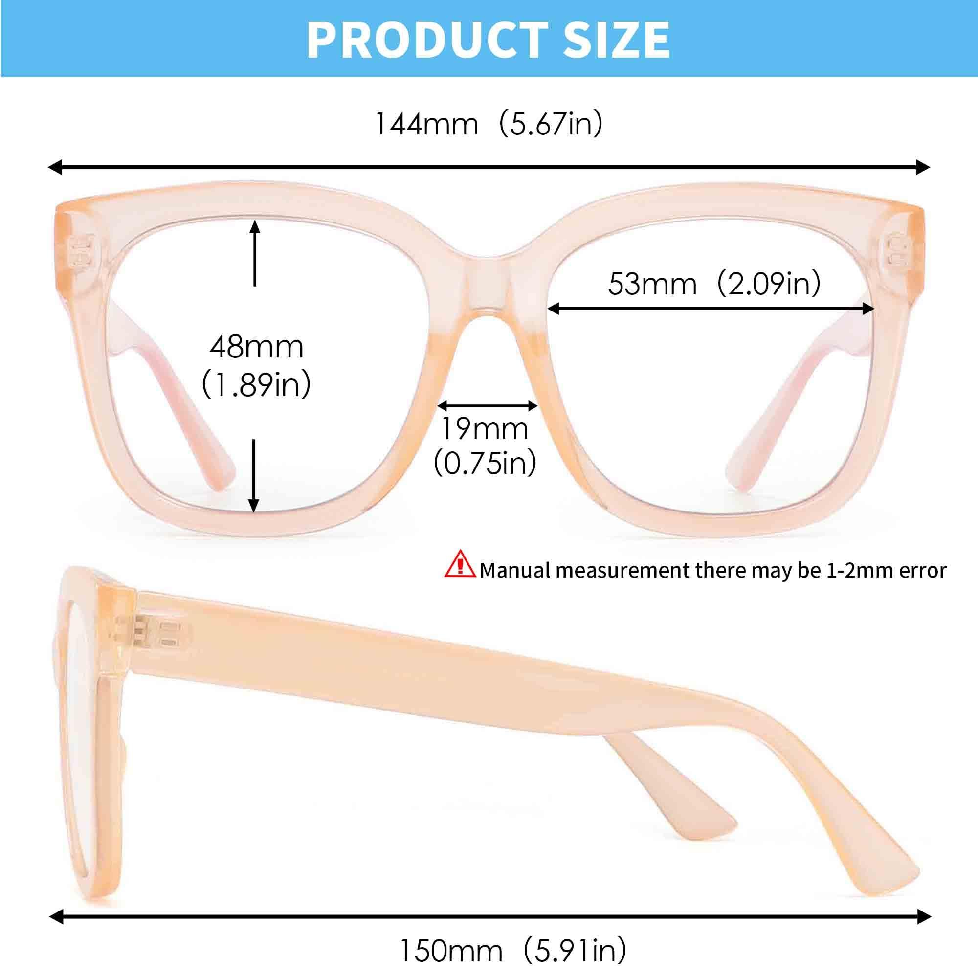 JIM HALO JIM HALO Oversized Blue Light Glasses for Women Square Chunky Bluelight Computer Glasses Reduce Eye Strain Apricot