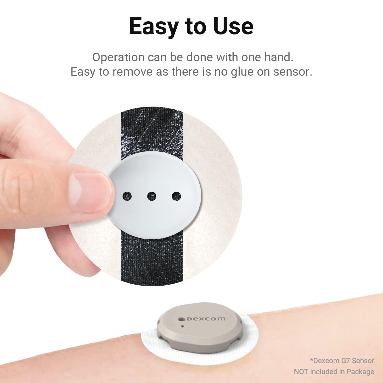 KOVOQ KOVOQ - Dexcom G7 Over Patches - Waterproof 25-Pack Dexcom Stelo & G7 Over Patches with Reusable Hardshell Cover, Latex-Free, Hypoallergenic, Long-Lasting, Breathable (BLK)