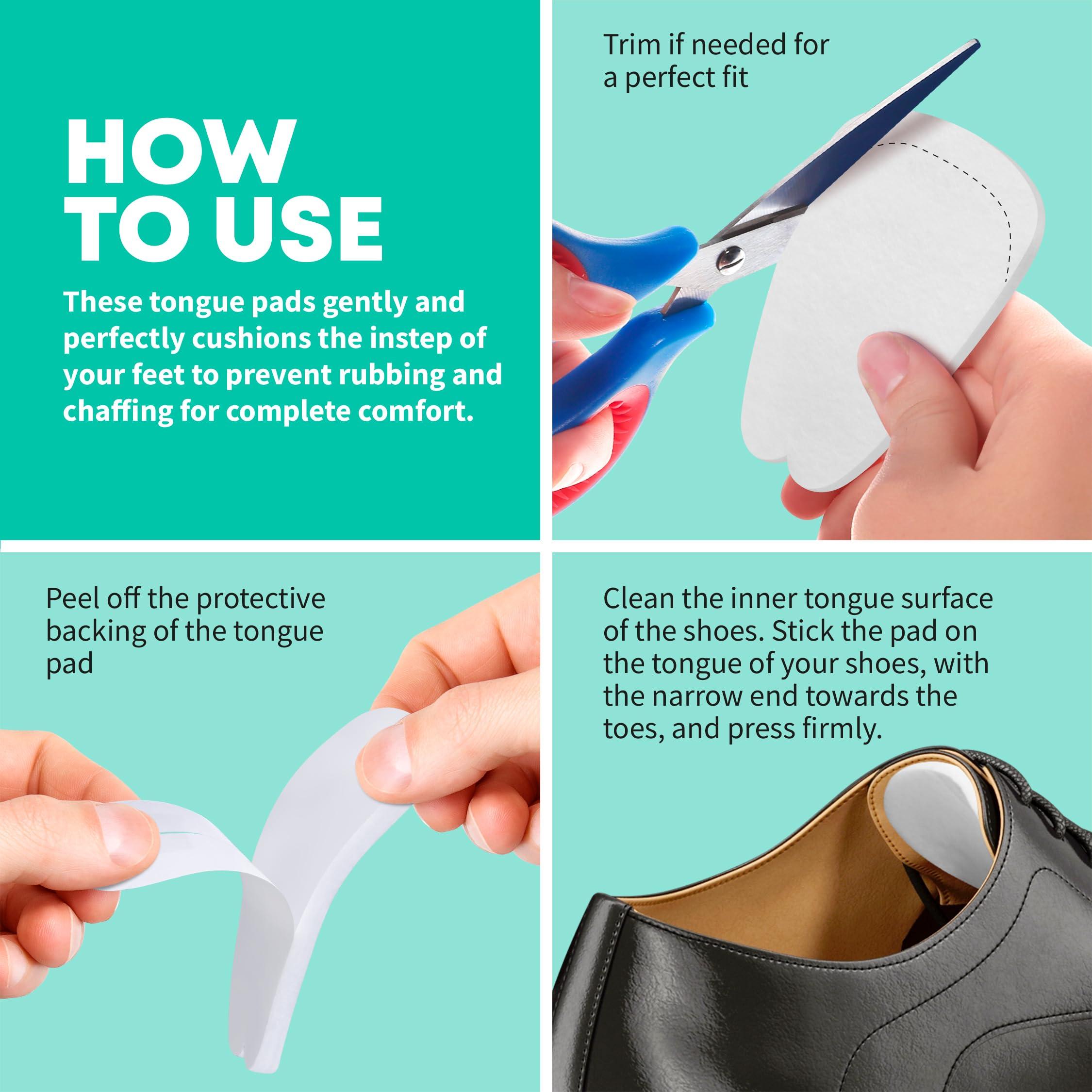 Comfwalk COMFWALK Felt Tongue Pads for Shoes - Soft Self-Adhesive Shoe Inserts (3 Pairs, White)