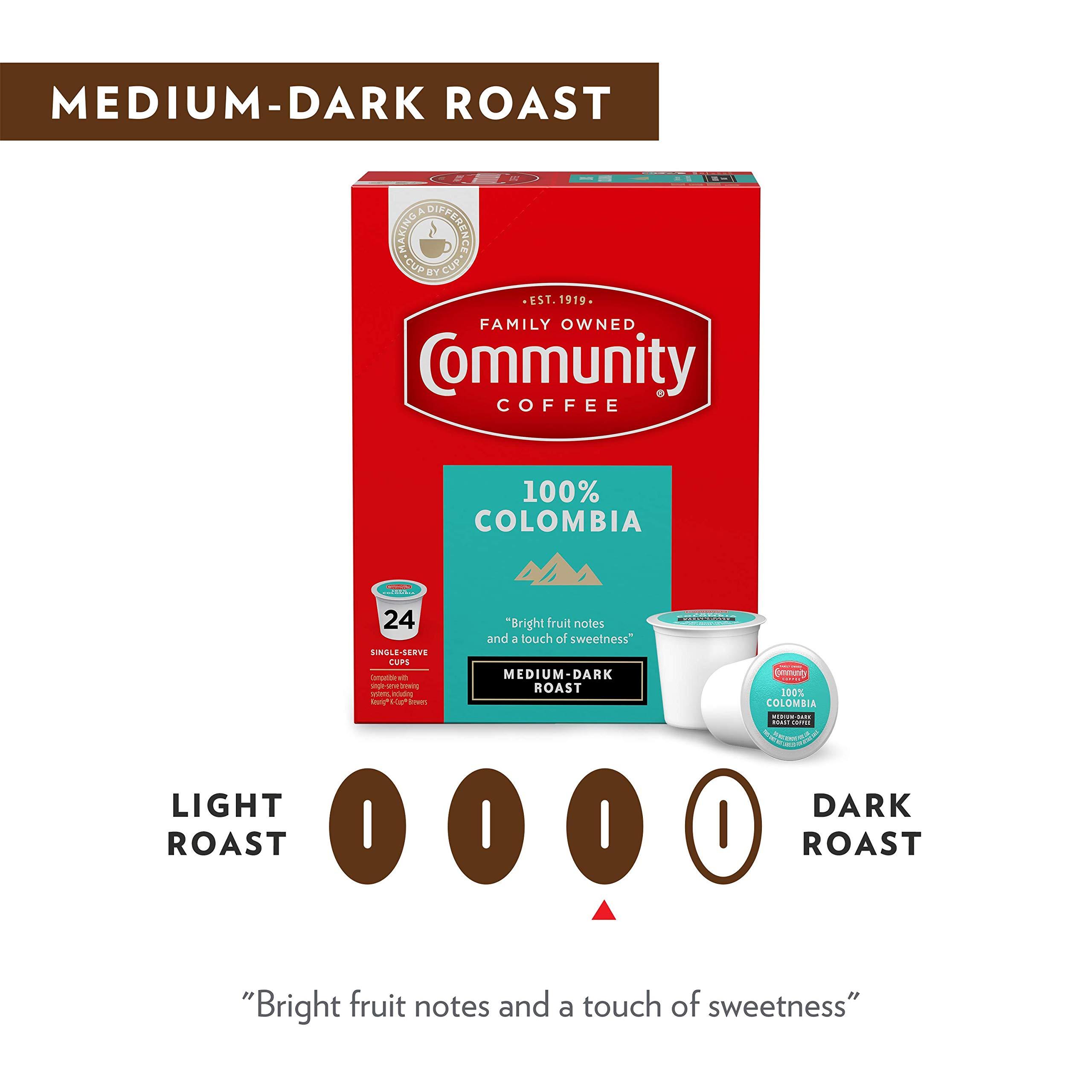 Community Coffee Community Coffee 100% Colombia 24 Count Coffee Pods, Medium Dark Roast, Compatible with Keurig 2.0 K-Cup Brewers