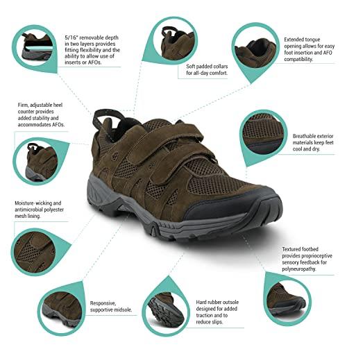 Apex APEX Men\'s Balance Shoe Hiker - Extended Widths Available - Breathable, Moisture-Wicking Lining, Diabetic & Casual Brown