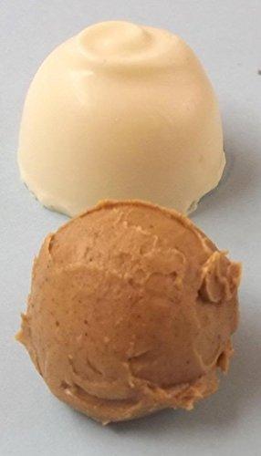 Scott's Cakes Scott's Cakes White Chocolate Peanut Butter Truffle Cream Filling Candies with Yellow Green Foils in a 1 Pound Holly Box