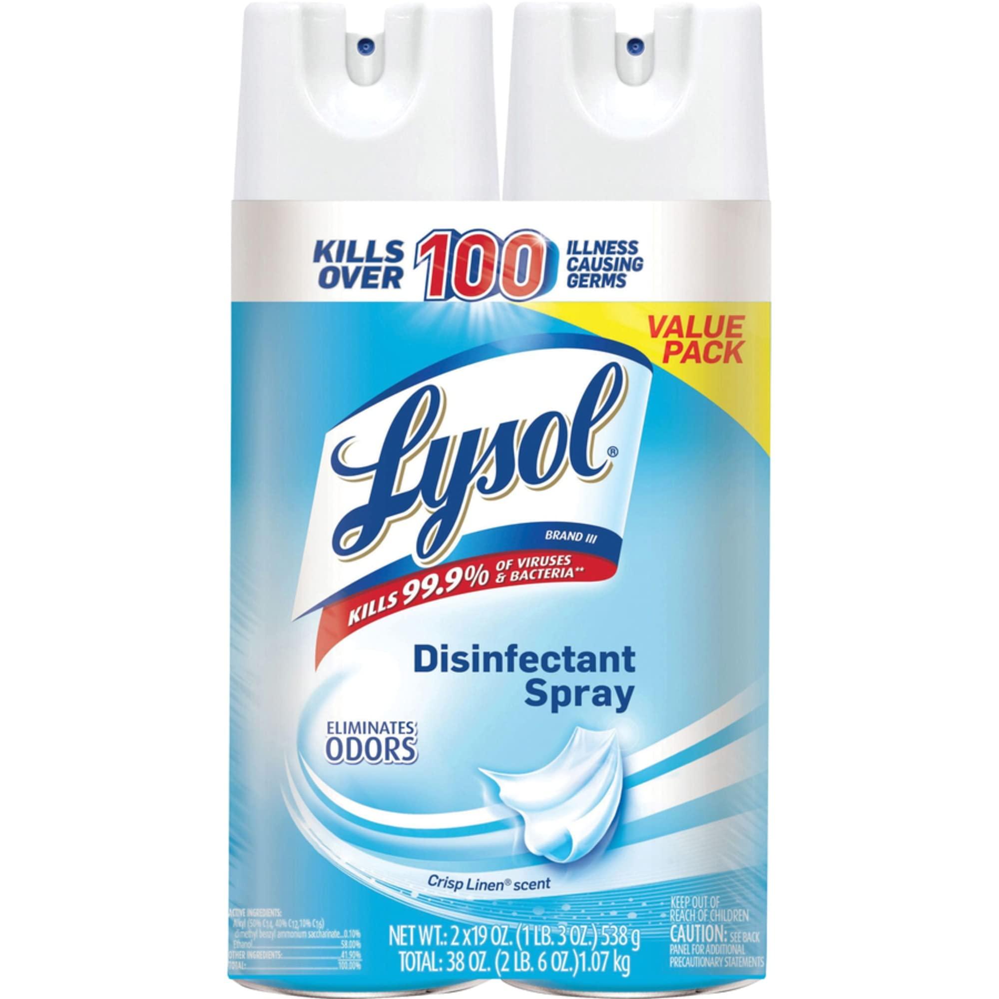 Lysol Lysol Disinfectant Spray, 19 Oz, Crisp Linen, Carton Of 8 Bottles