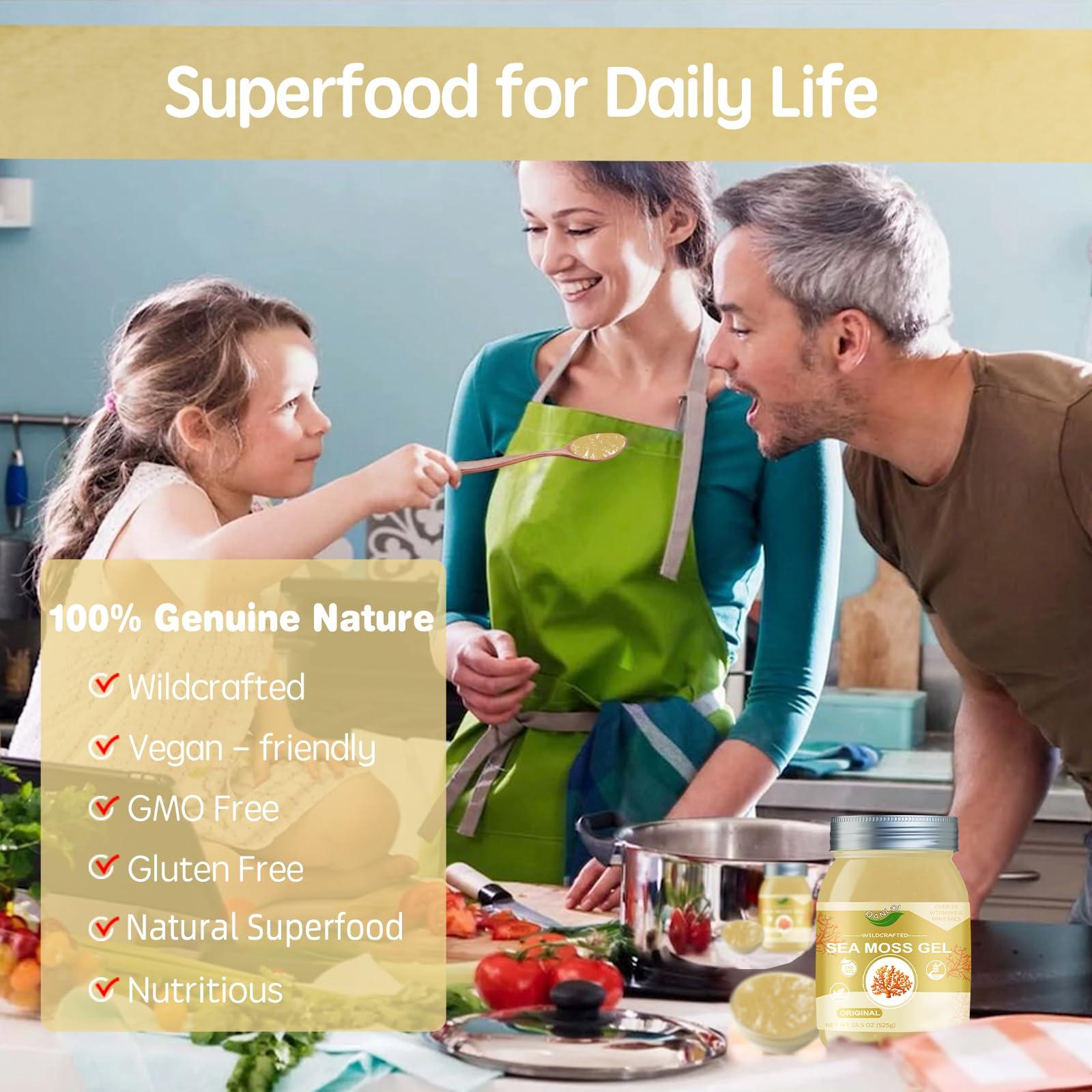 QANLOI Sea Moss Gel Organic Raw-Sea Moss Advanced Superfood-Organic Sea Moss Supplement-Gut Health-18.5OZ Natural Sea Moss GelOriginal