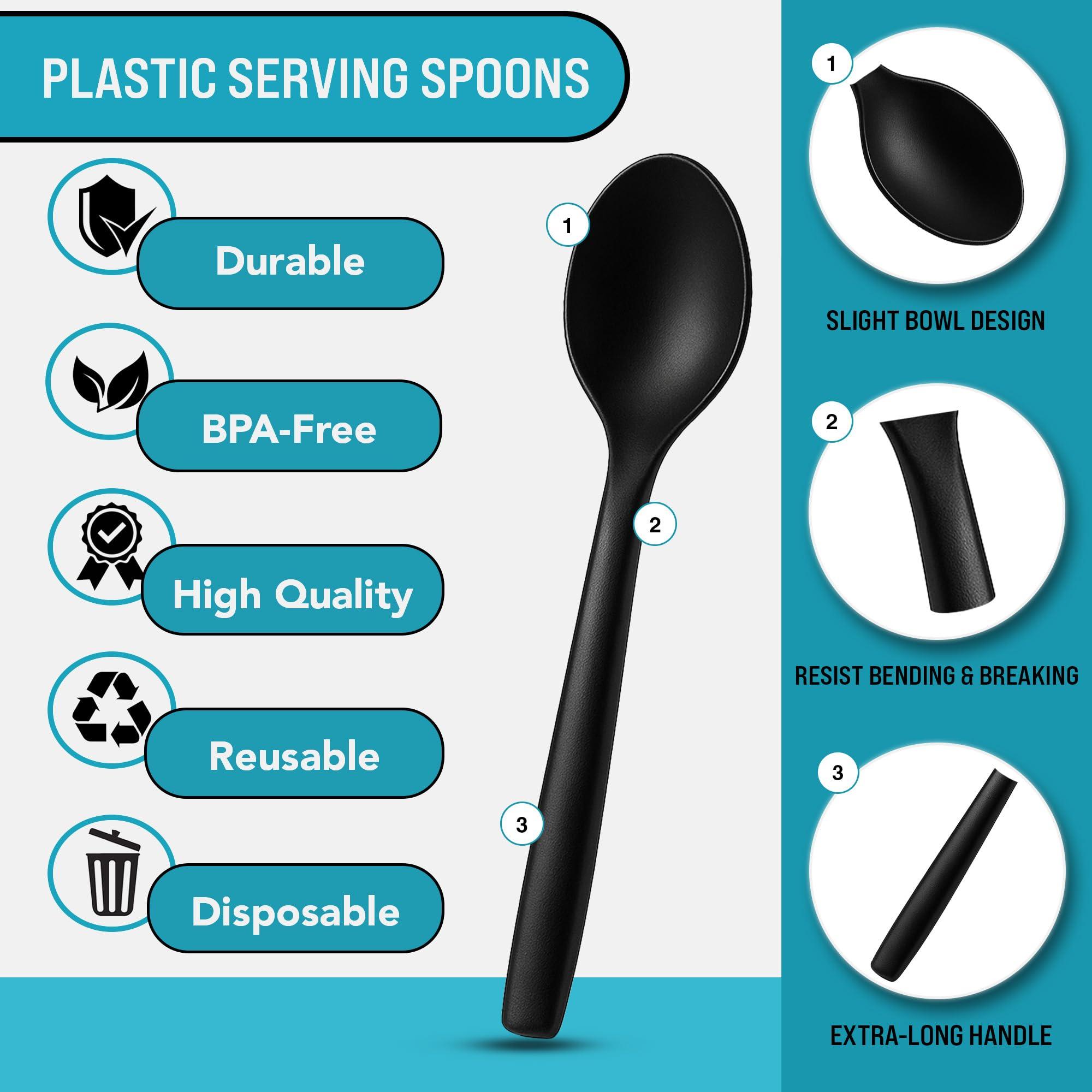C&S Event Supply Co. 10\" Black Plastic Serving Spoons for Buffet, Bulk 72 Count, Heavy Duty Disposable Spoon, Large Plastic Serving Utensils for your Catering Supplies, Events, Party, and Weddings by C&S Event Supply Co.