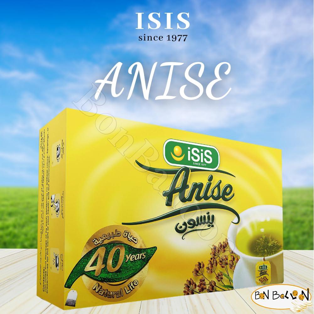 Herbal Isis Anise Herbal Tea Natural Egyptian Herbals Herbs Herb Tea Flower Anis No Artificial Flavors No Artificial Coloring No Preservatives No Additives Non Gmo Kosher Halal (1 Pack = 50 Tea Bags)