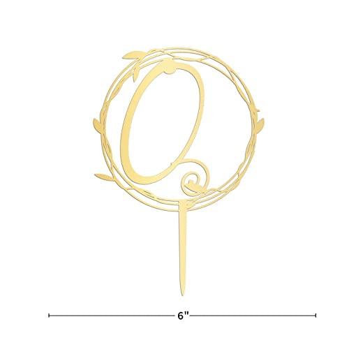 Vinisong Vinisong Initial Letter Q Cake Topper Gold Acrylic Cake Toppers Cake Decorations for Children or Adults Personalized Wreath Cake Topper for Birthday Wedding Anniversary Keepsake Party Decor