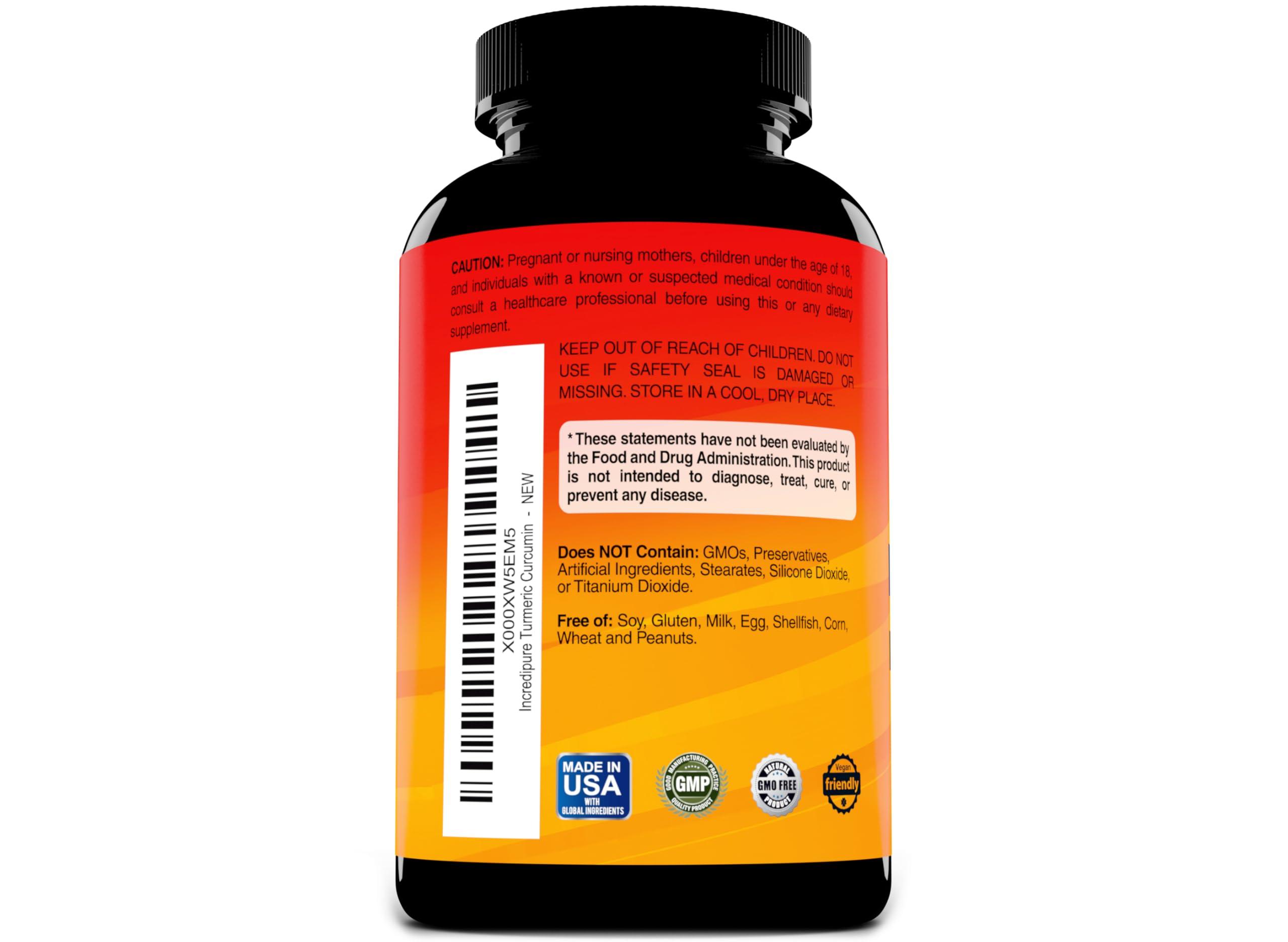 Curcumin Incredipure Turmeric Curcumin Supplement w/ BioPerine - 755mg Per Capsule, 120 Veggie Caps by Curcumin Incredipure