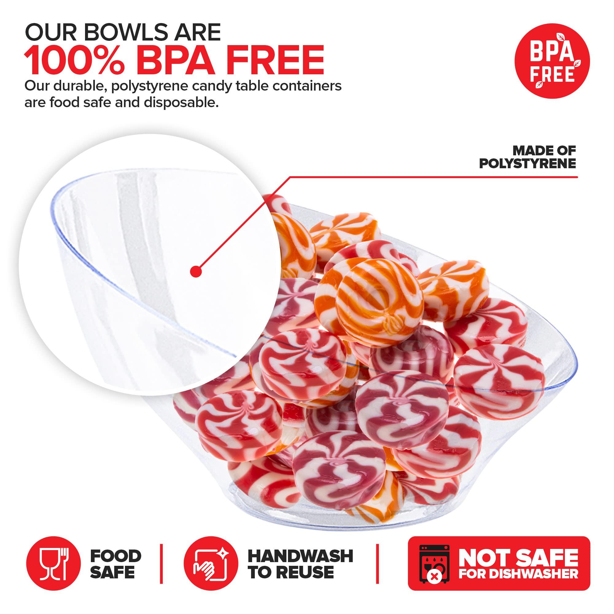 Stock Your Home 6oz Clear Plastic Serving Bowls (8 Pack) Small Disposable Candy Dishes, Buffet Containers for Chips, Popcorn, Snacks, Mints, Salad Bar, Snack Bowl, Parties, Office Desk, Bridal Shower, Party Supplies