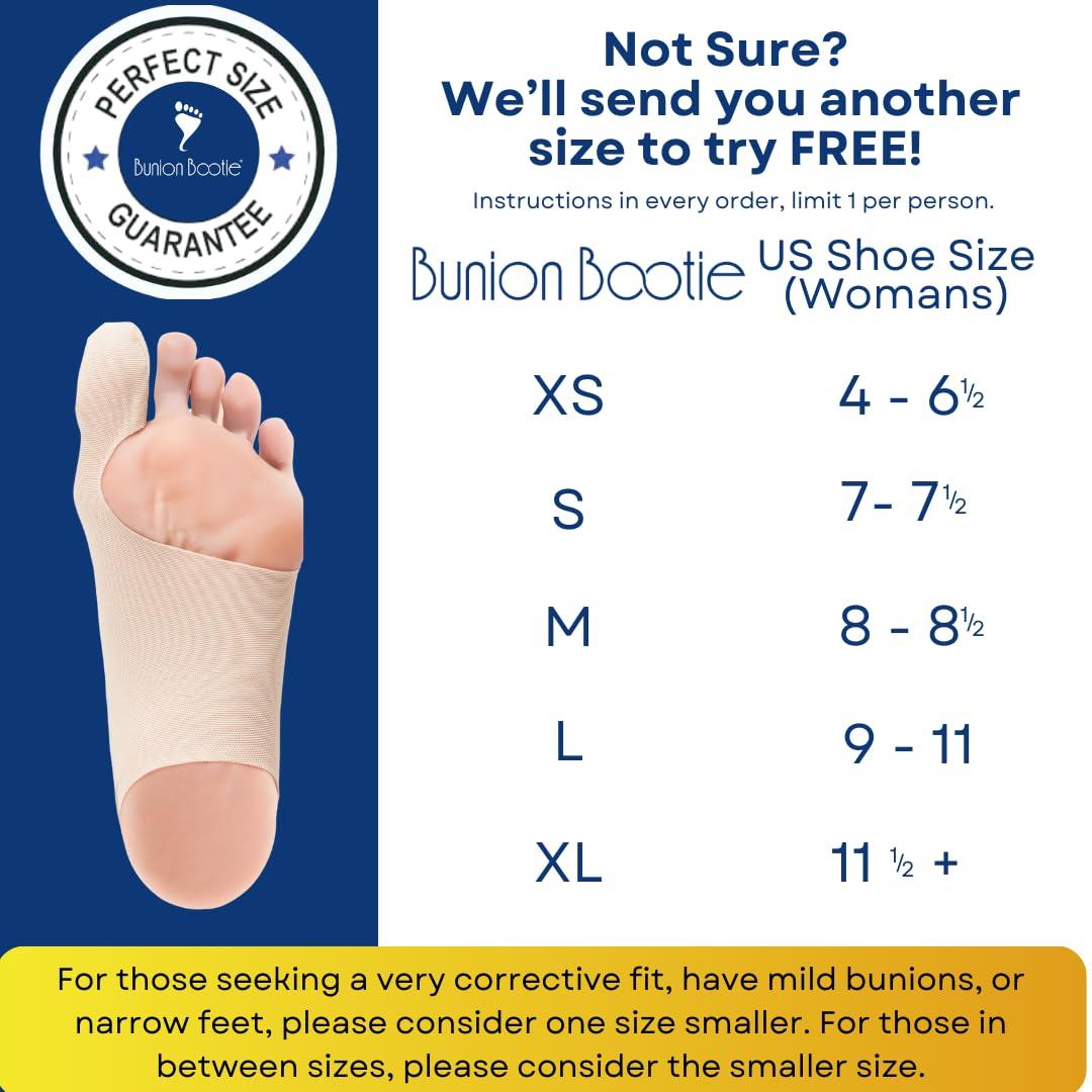 Bunion Bootie Bunion Corrector for Women Big Toe Straightener. Ultra Thin Support Brace for Inside Any Shoes. Great Toes Straightener Socks. Flexible Bunyon Splints for Day & Night. (Small-Right)
