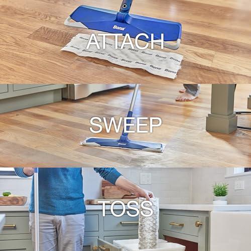 Bona Bona Sweeping Pads for Multi-Surface Floors - 24 Refills - Heavy-Duty & Disposable Pads - XL Microfiber Pads Wipe Away Dust, Dirt, & Pet Hair