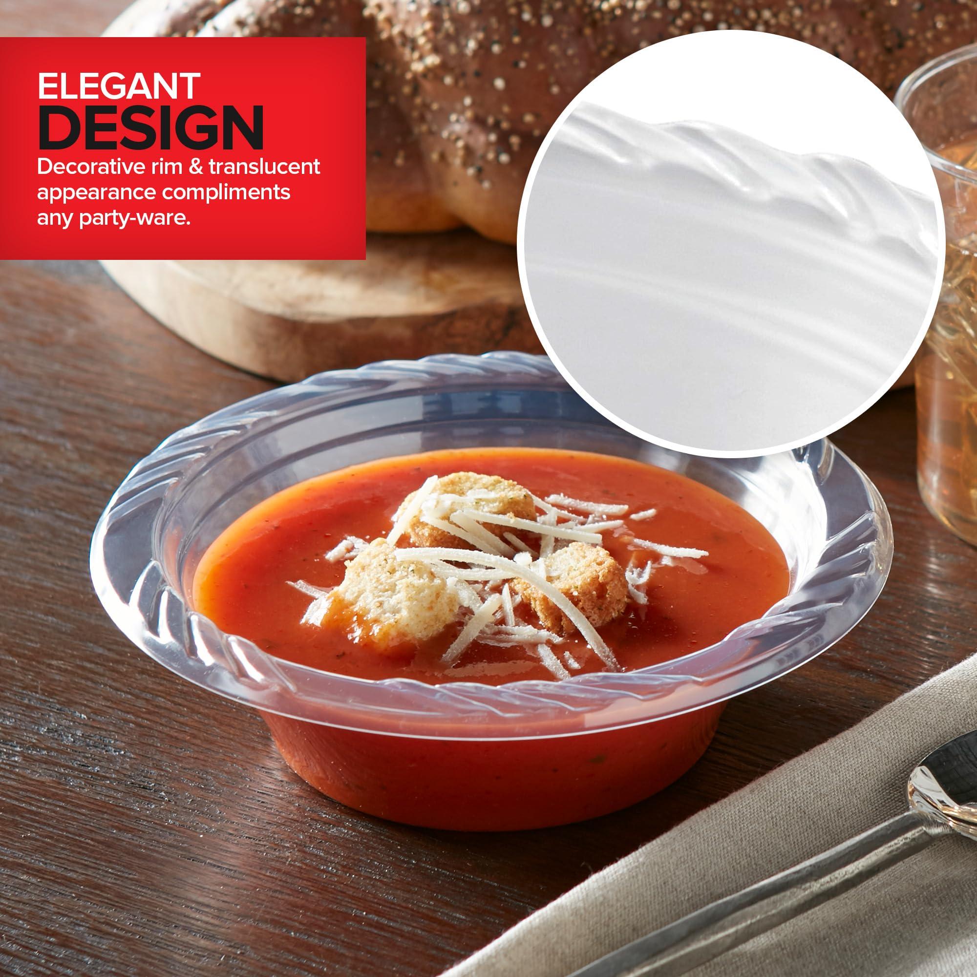 Stock Your Home 240 Pack 12 oz Elegant Clear Plastic Bowls for Parties Small Disposable Bowl for Fancy Dinner or Cocktail Party, Soup and Salad, Thick and Sturdy