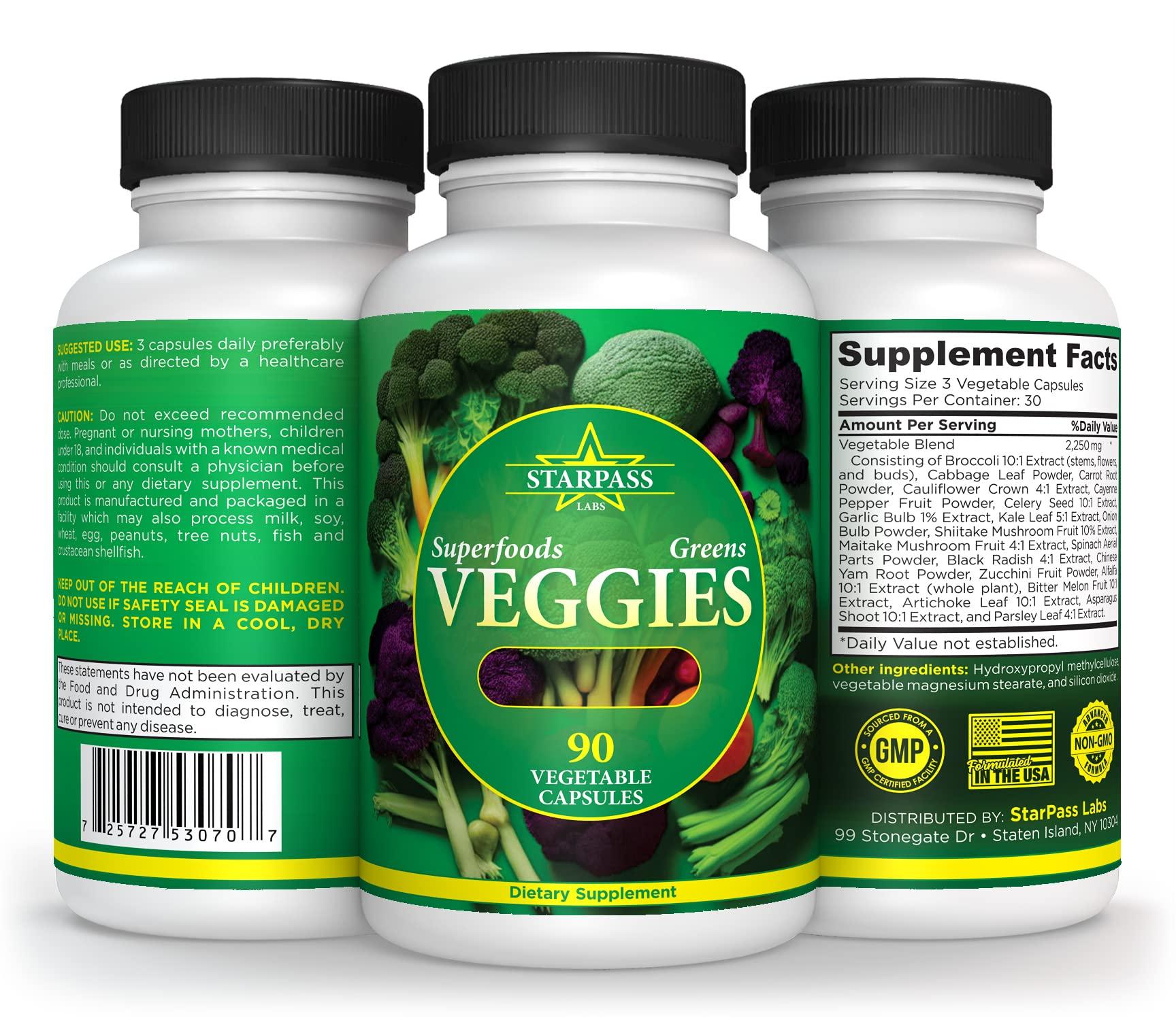StarPass Labs Vegetarian Balance of Superfoods Reds Fruits and Greens | Vegan Vegetables Fruits and Veggie | Natural Balance of 90 Fruits, 90 Veggies Capsules for Men, Women and Kids | Nature Vitamins and Minerals