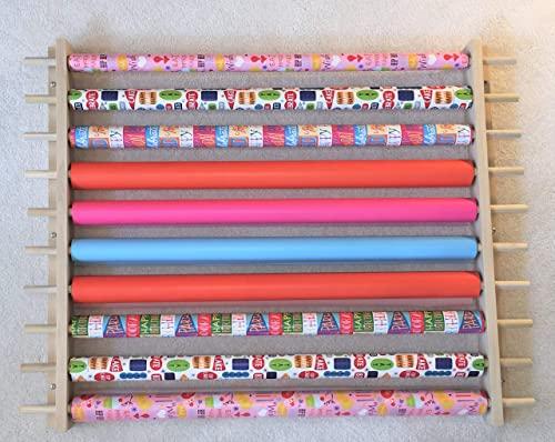Z-Things Z-Things Storage, Organizer, Dispensing Rack for Gift Wrapping Paper, Ribbons, Cellophane, Vinyl Rolls, Paper, Maps Etc. Holds 10 Rows. Adjustable Width. Easy Wall Mount. Hardware Included.