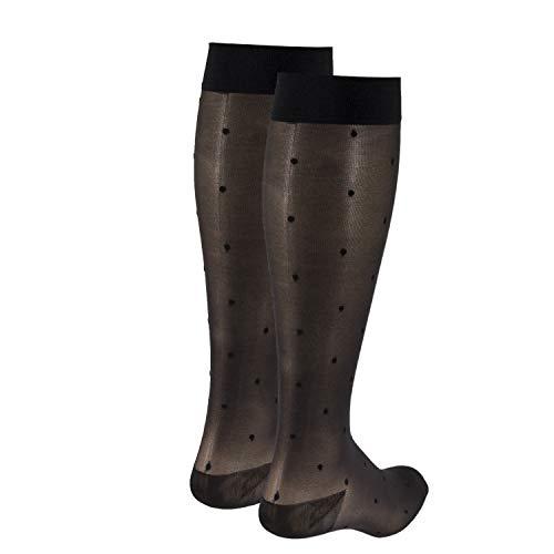 Truform Truform Sheer Compression Stockings, 15-20 mmHg, Women's Knee High Length, Dot Pattern, Charcoal, Large