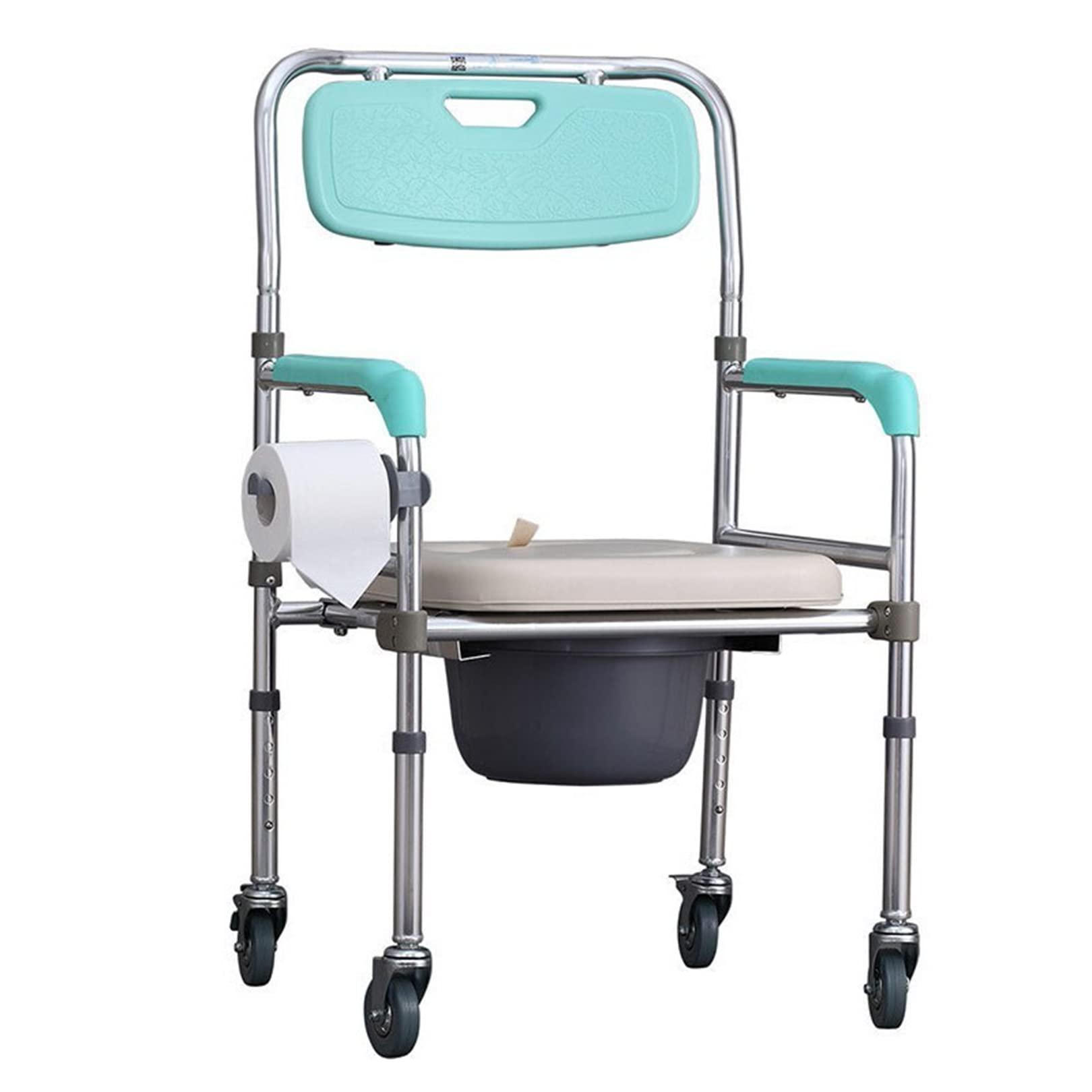 RAGGZZ Shower Chair Medical Bedside Commode for Seniors, Portable Potty Chair with Back and Arms, Raised Toilet Seat Adjustable Toilet Safety Frame Supports up to 330 LBS