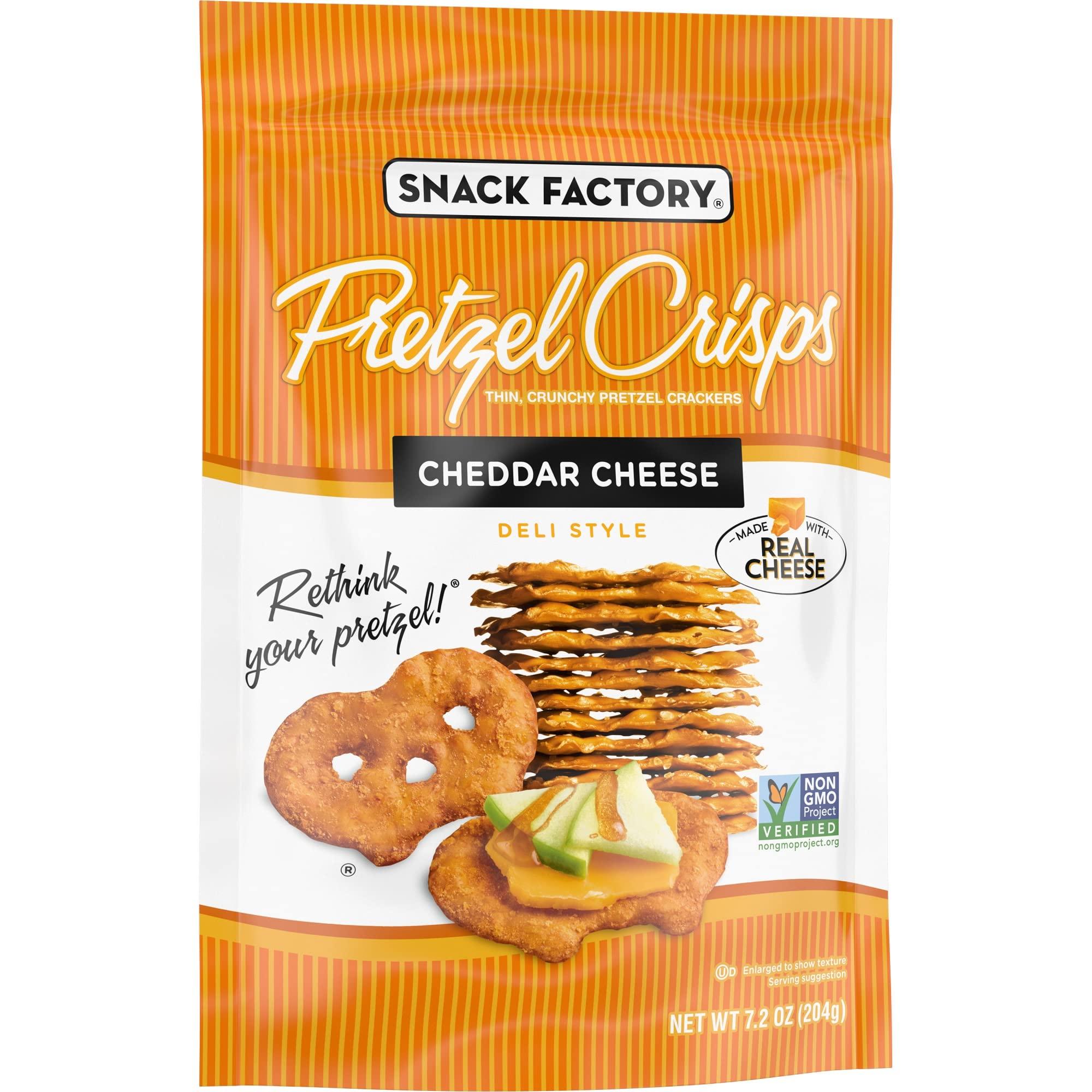 Snack Factory Snack Factory Pretzel Crisps, Cheddar Cheese, 7.2 Oz (Pack of 12)