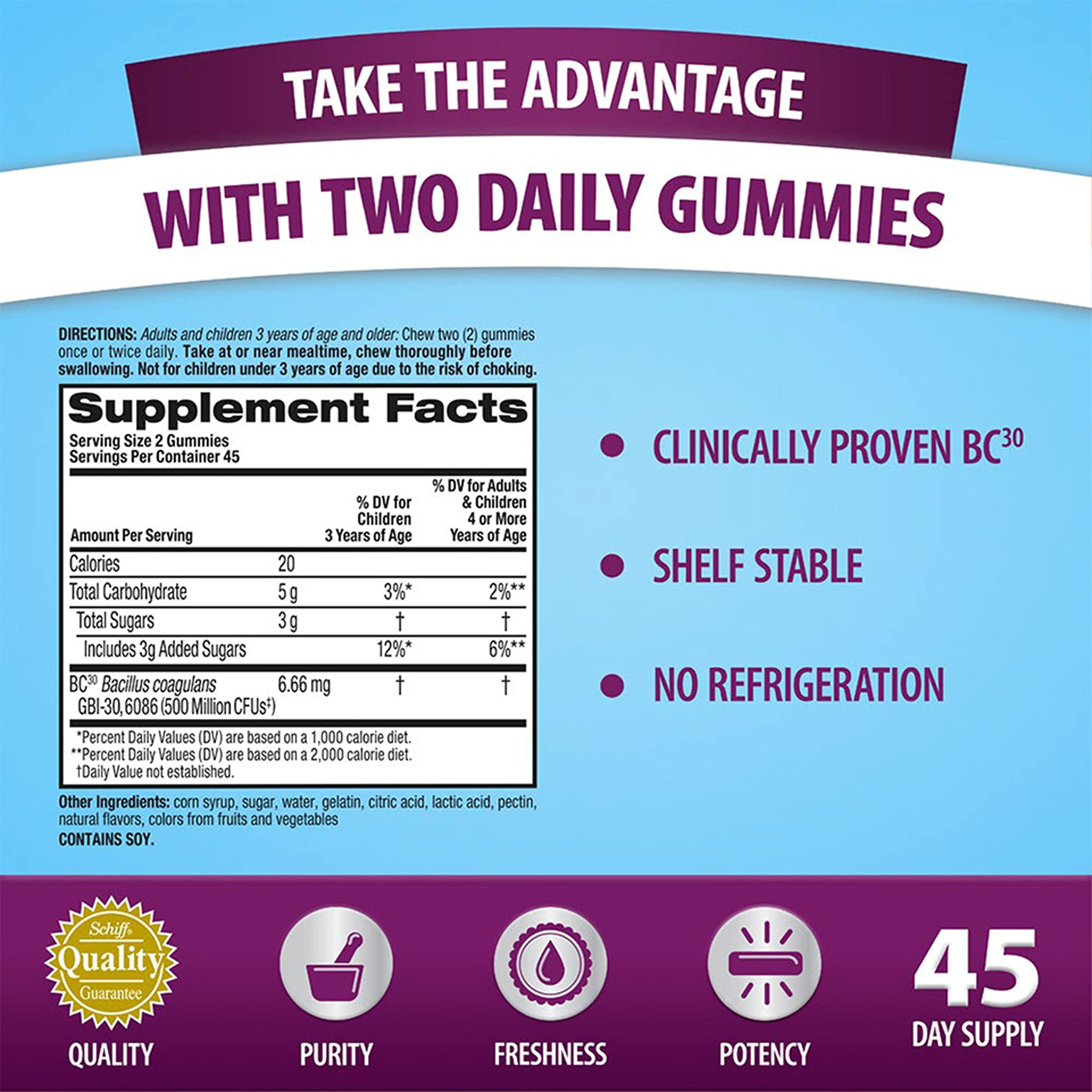 Digestive Advantage Digestive Advantage Probiotic Gummies for Digestive Health, Daily Probiotics for Women & Men, Support for Occasional Bloating, Minor Abdominal Discomfort & Gut Health, 2x90ct Bottles Superfruit