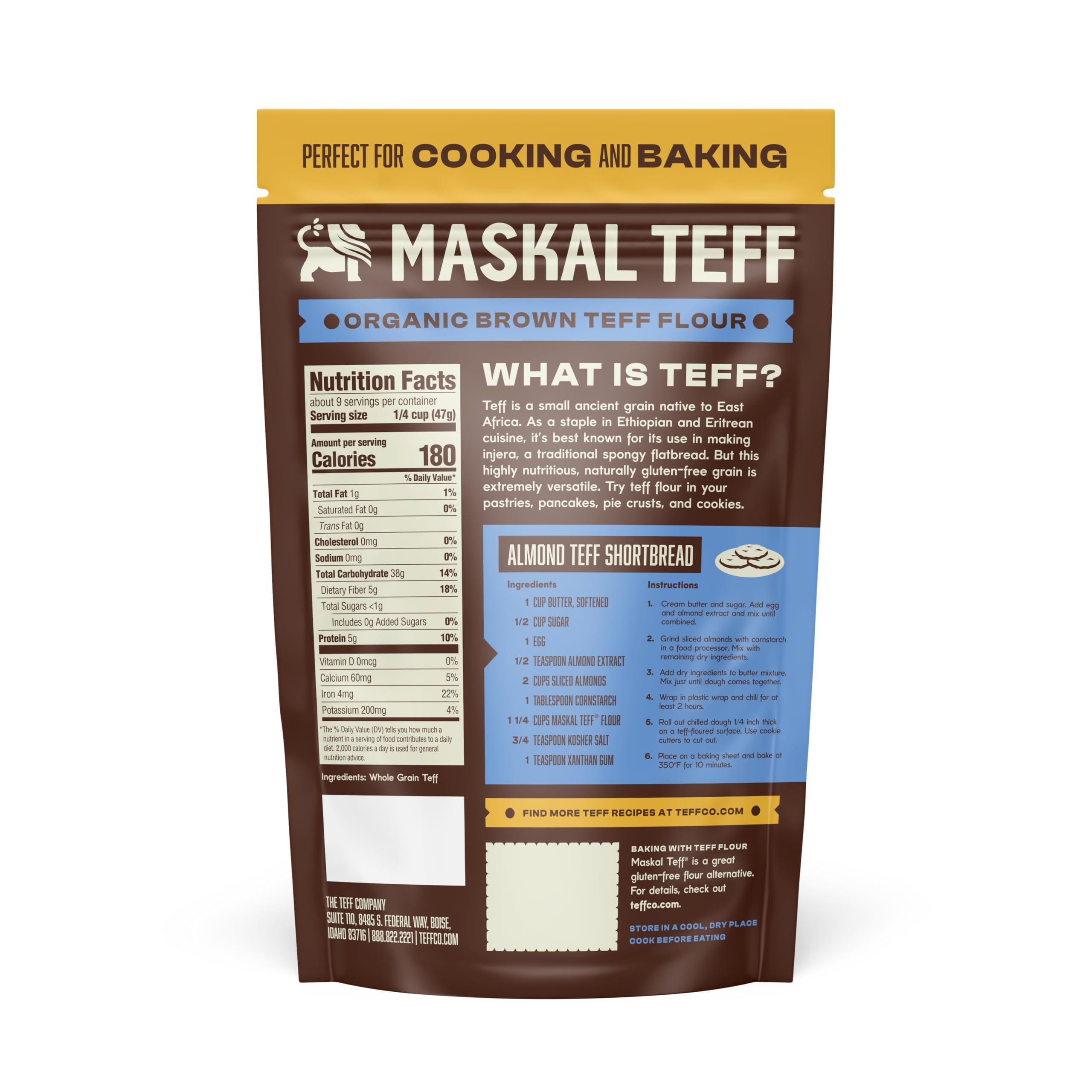 Maskal Teff Maskal Teff Organic Brown Teff Flour, 14 Ounce (6 pack)