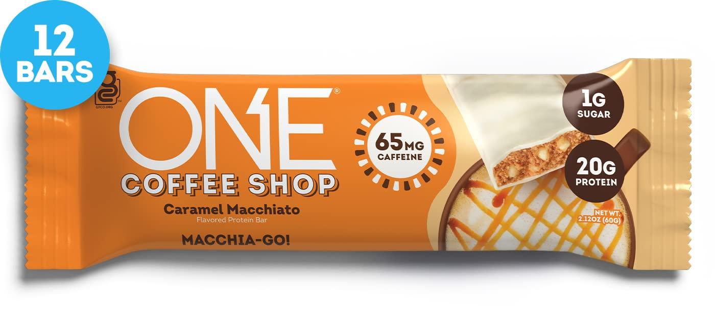 ONE ONE Protein Bars, Almond Bliss & Caramel Macchiato, Gluten Free with 20g Protein, 12 Count