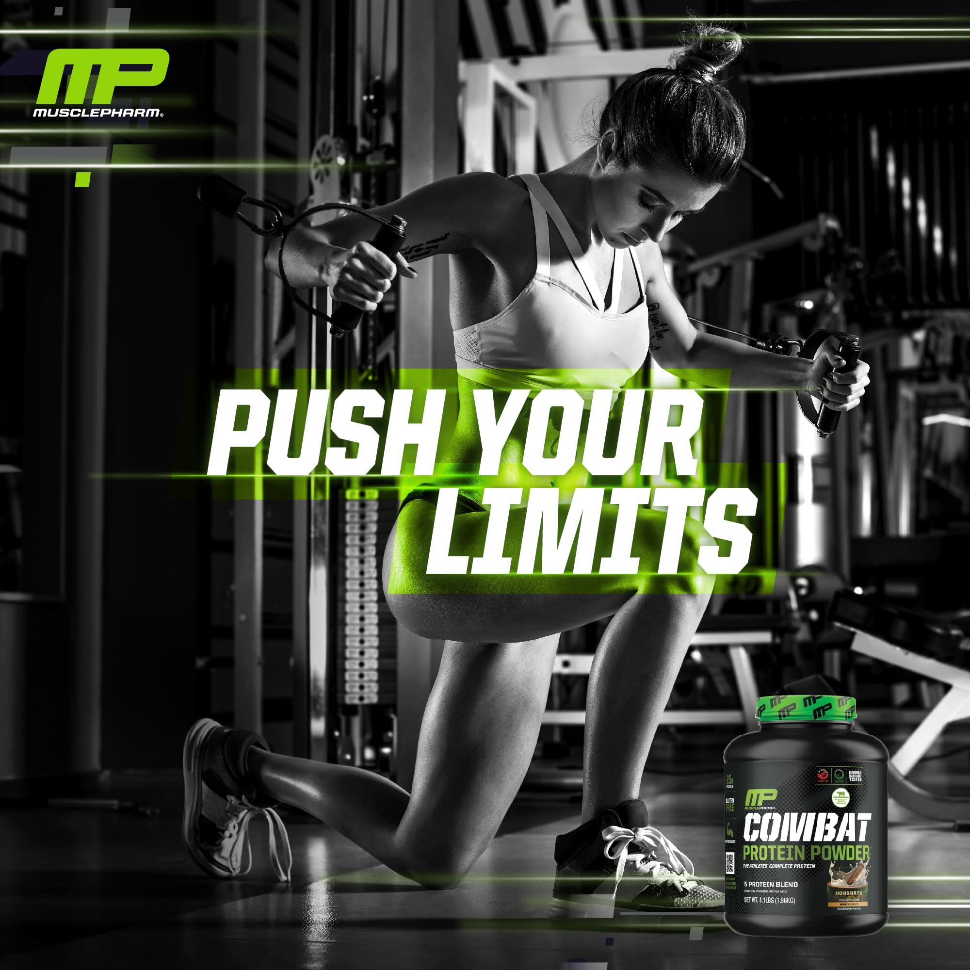 Muscle Pharm MusclePharm Combat Protein Powder, Horchata Flavor, Fuels Muscles for Productive Workouts, 5 Protein Sources Including Whey Protein Isolate & Egg Albumin, Gluten Free, 4 lb, 52 Servings