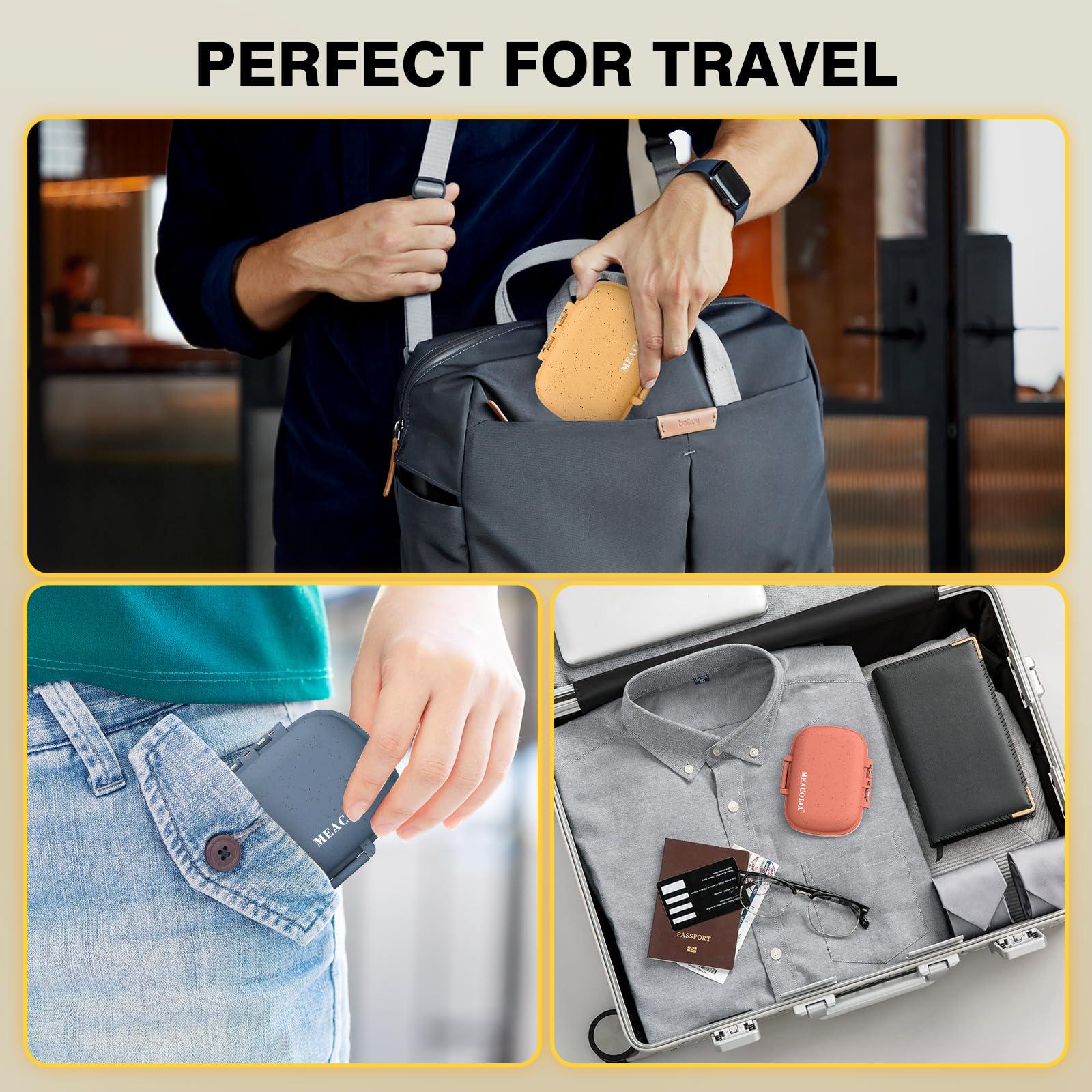 MEACOLIA MEACOLIA 3 Pack 8 Compartments Travel Pill Organizer, Daily Pill Case Small Pill Box for Pocket Purse, Portable Pill Container Medicine Vitamin Organizer (Red, Yellow, Dark Blue)