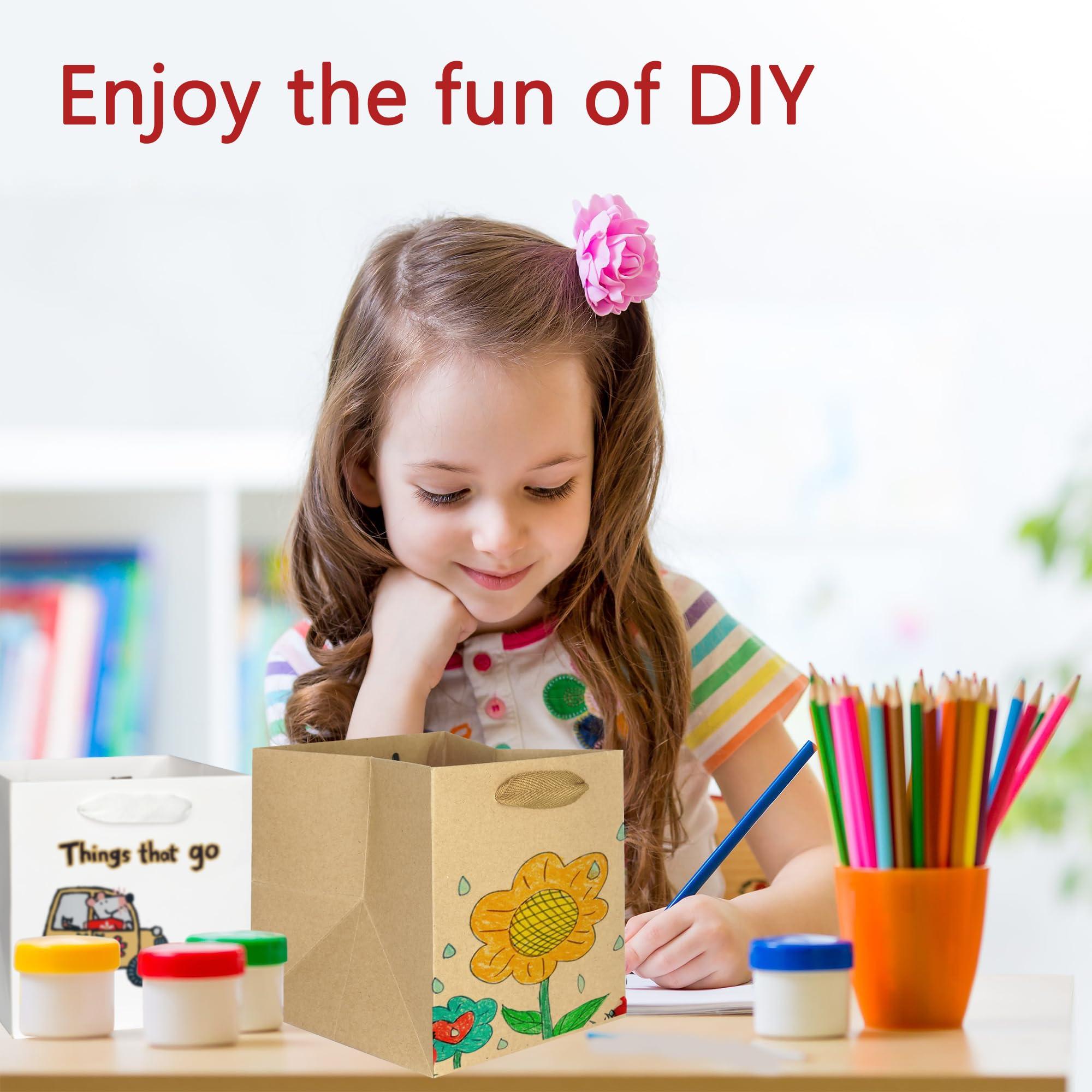 IN-JOOYAA IN-JOOYAA Brown Square Gift Bags Small Kraft Paper Bags Party Favor Bags with Rope Handle 10 Pcs (4 x 4 x 4 in, Brown)