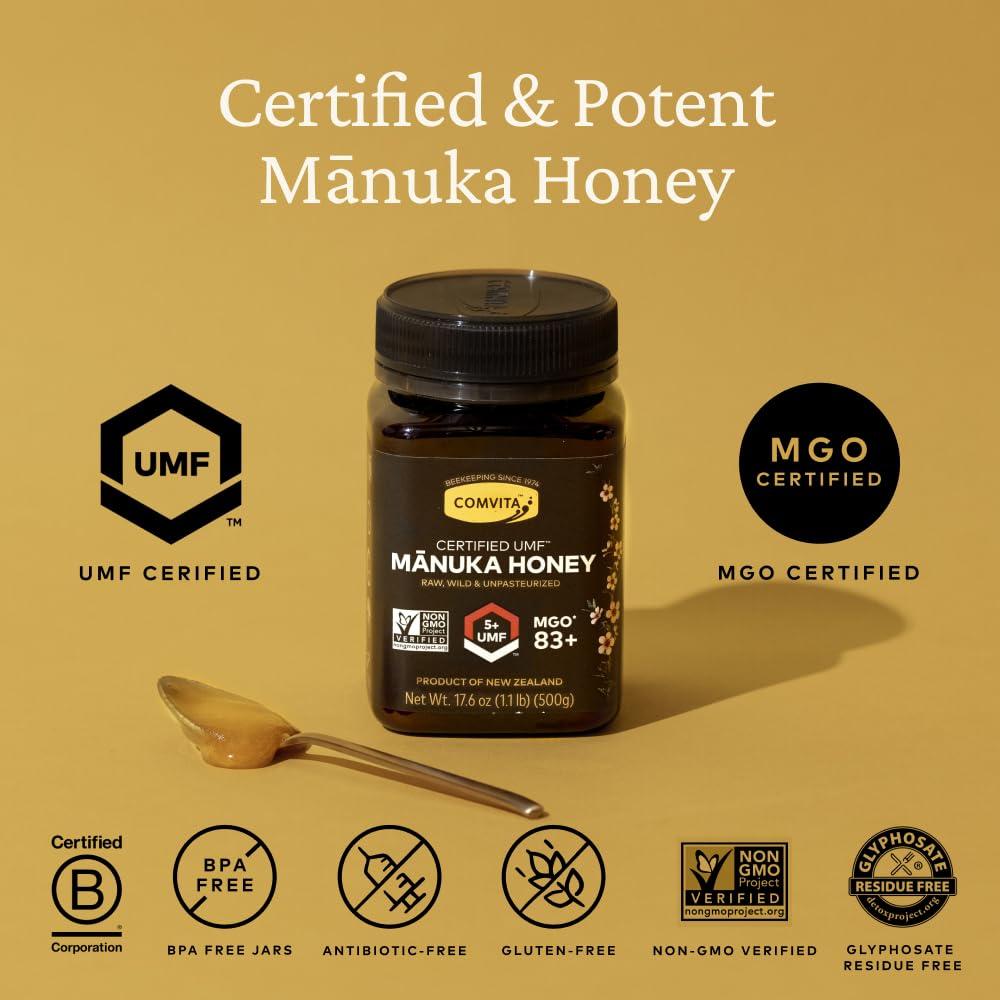 Comvita Comvita Manuka Honey (UMF 5+, MGO 83+) | New Zealands #1 Manuka Brand | Raw, Wild, Non-GMO | Superfood for Daily Vitality | 17.6 oz