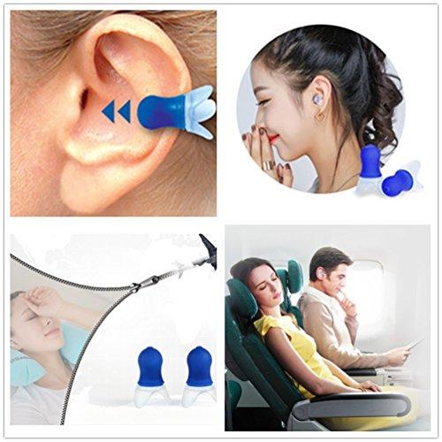 SevenNana Pressure Reducing Ear Plugs Noise Reducing Earplugs Travel Accessory Silicone Hearing Protection Flight earplugs 2Pairs (Blue+Gray-Adult)