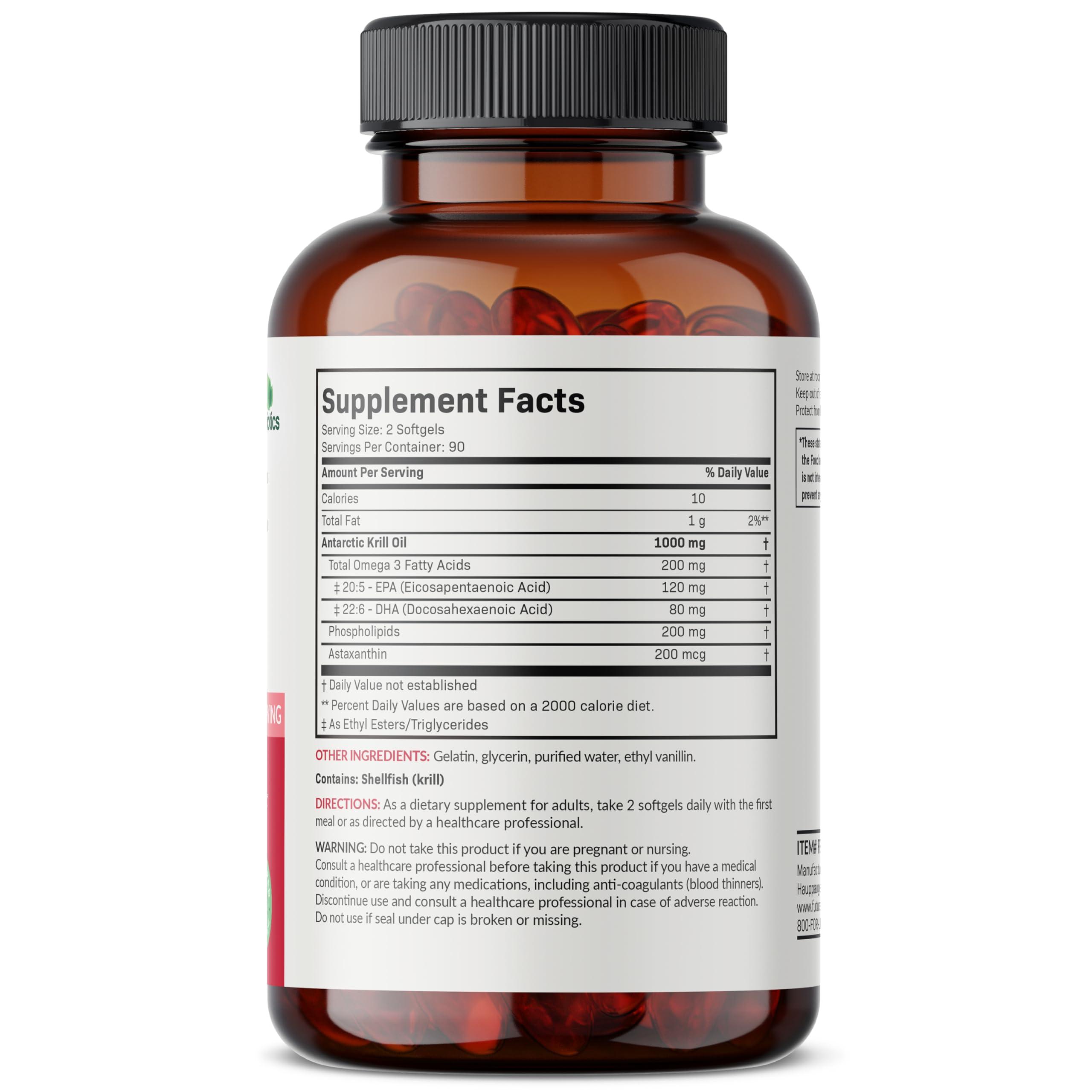 Futurebiotics Futurebiotics Antarctic Krill Oil 1000mg with Omega-3s EPA, DHA, Astaxanthin and Phospholipids - 100% Pure Premium Krill Oil Heavy Metal Tested, Non GMO – 180 Softgels (90 Servings) …