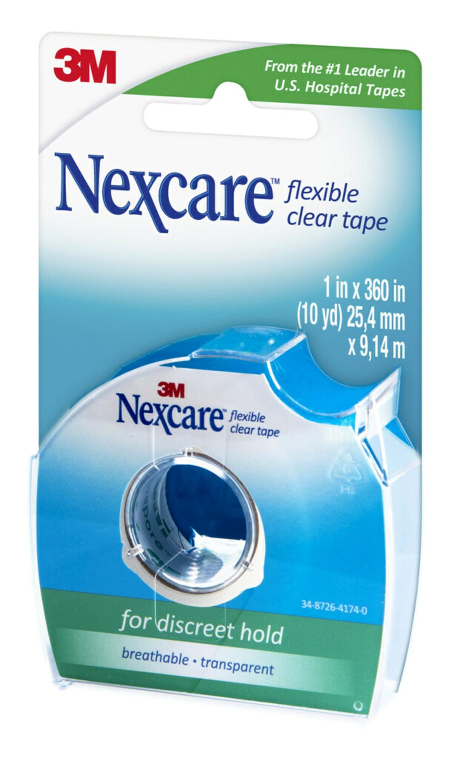 Nexcare Nexcare Gentle Paper Tape Dispenser and Flexible Clear Tape, Medical Tapes Secure Dressings - 1 in x 10 Yds, 1 Dispenser and 1 Roll