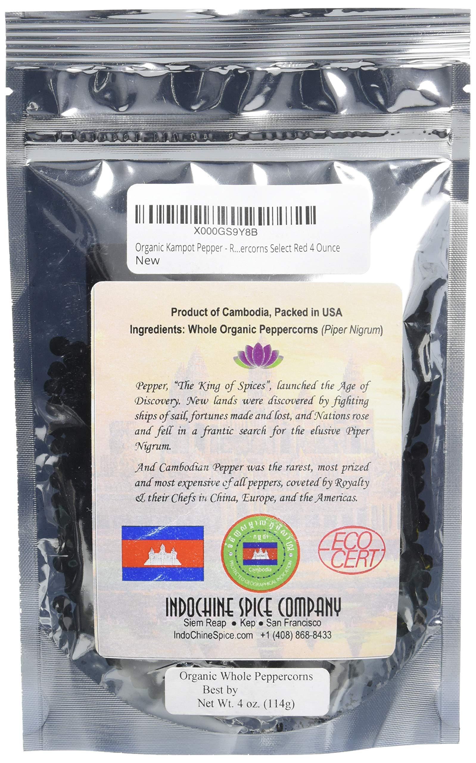Kampot Pepper Organic Kampot Pepper - Rare Cambodian Peppercorns Red 4 Ounce