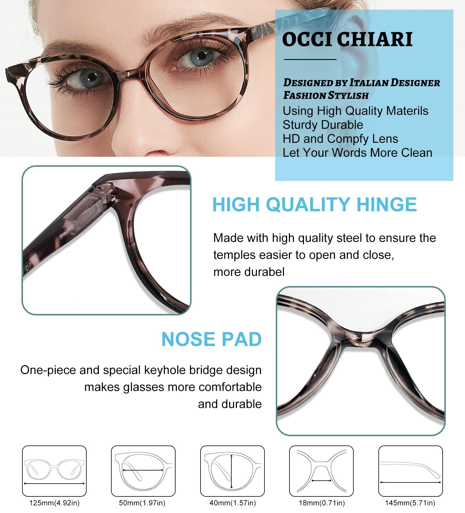 OCCI CHIARI OCCI CHIARI Bifocal Reading Glasses with Clear Top,Blue Light Blocking Readers Women 1.0 1.5 2.0 2.5 3.0 3.5(300+ Demi)