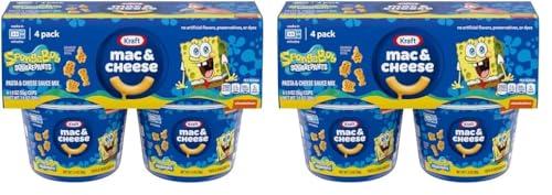 Kraft Mac & Cheese Kraft Mac & Cheese Cups Macaroni and Cheese Microwavable Dinner SpongeBob SquarePants, 4 ct Pack, 1.9 oz Cups (Pack of 2)