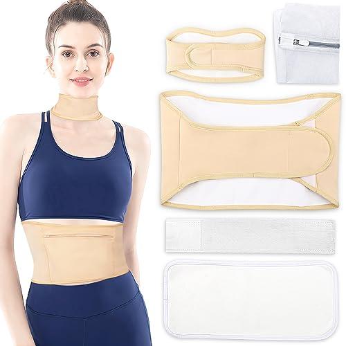 MRLI Castor Oil Pack Wrap, MRLI 5 Pack Castor Oil Pack for Liver Detox, Organic Cotton Flannel for Castor Oil Pack, Reusable Castor Oil Pack Kit for Thyroid Neck with Adjustable Elastic Strap