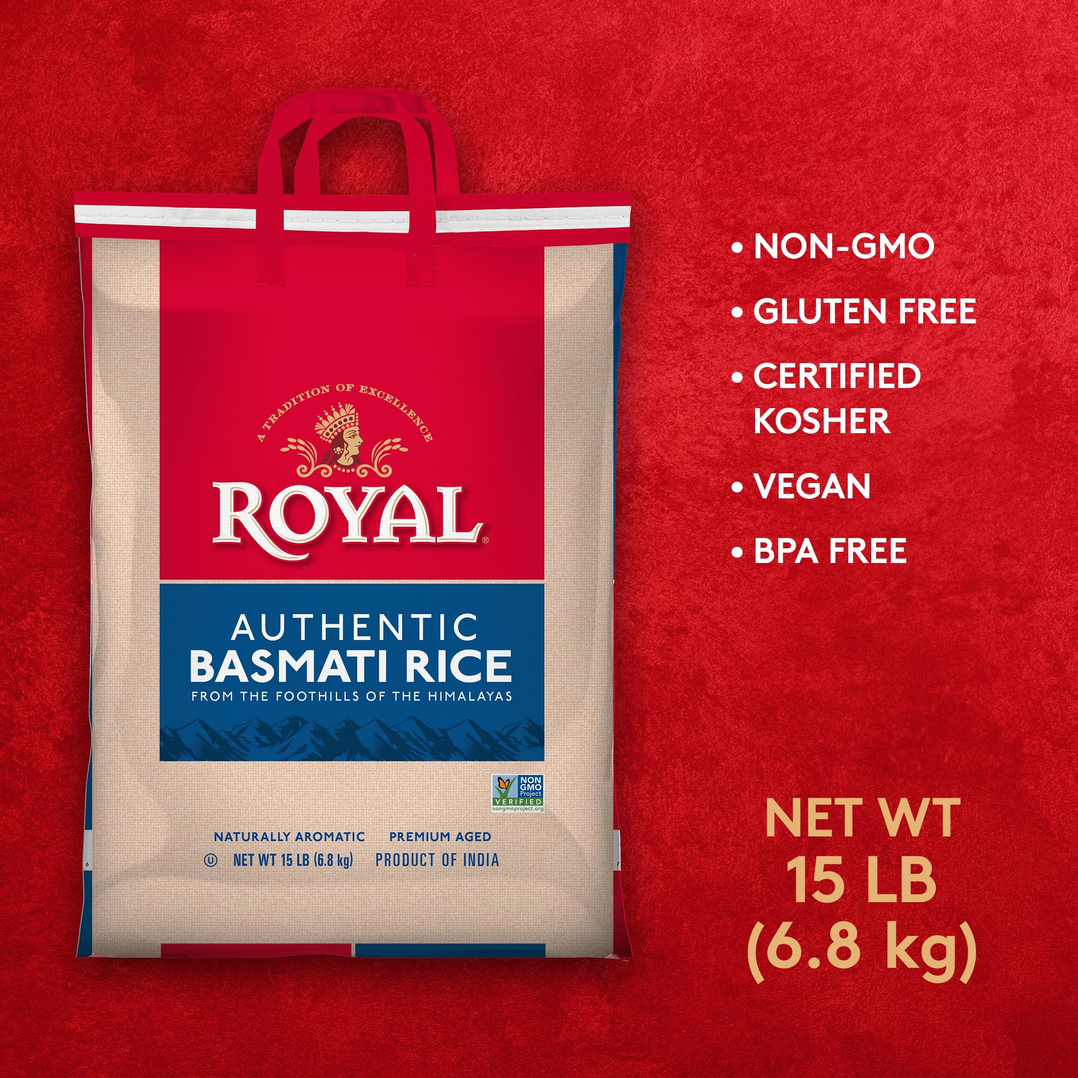 Authentic Royal Authentic Royal Basmati Rice, 15 Pound Bag, White
