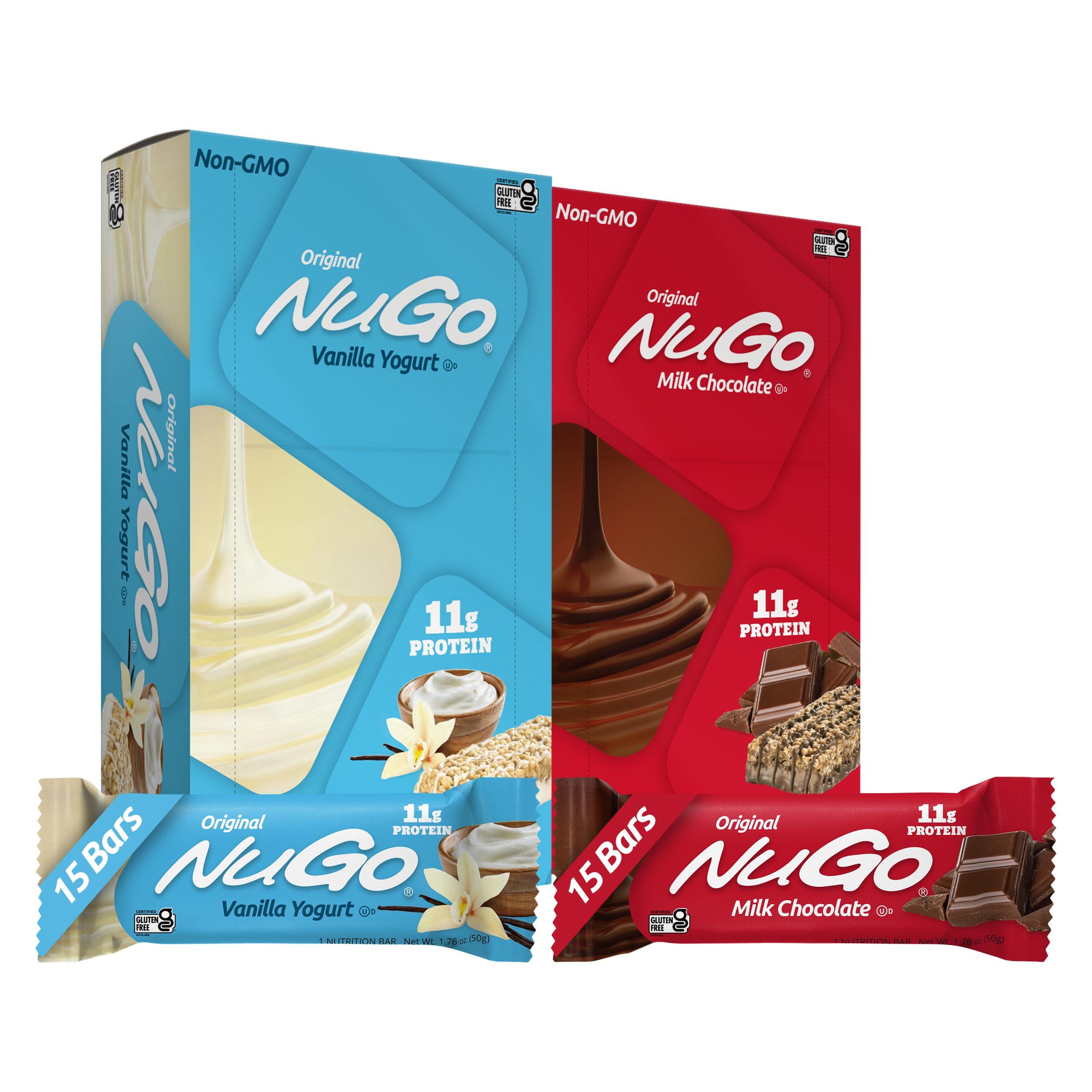 NuGo NuGo Original Variety, Vanilla Yogurt 15 bars & Chocolate 15 bars, 11g Protein, Gluten Free, 30 Count
