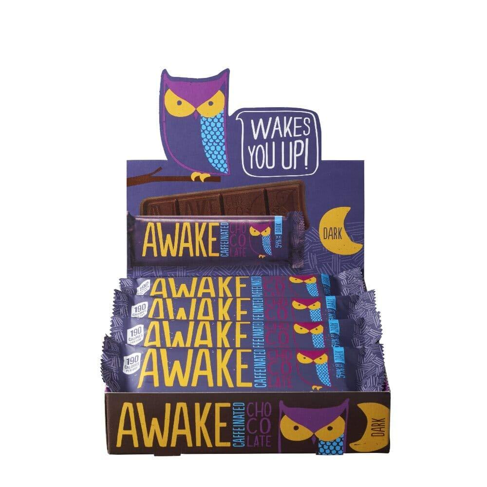 AWAKE Caffeinated Chocolate Awake Caffeinated Chocolate Energy Bar, Dark Chocolate, 72 Count