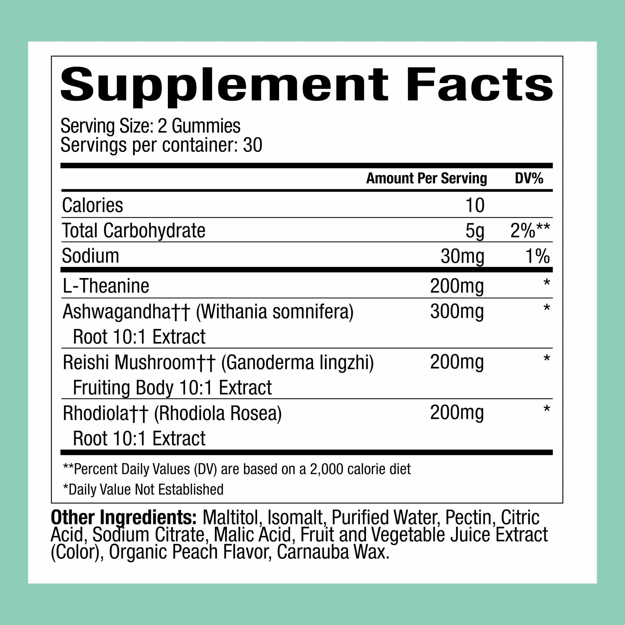 Plant People Plant People WonderCalm Mushroom Gummies - Natural Ashwagandha Supplement to Ease Stress & Boost Mood for Adults without Sugar, Gluten or Artificial Colors, Vegan-Friendly, Peach Flavor, 60 Count