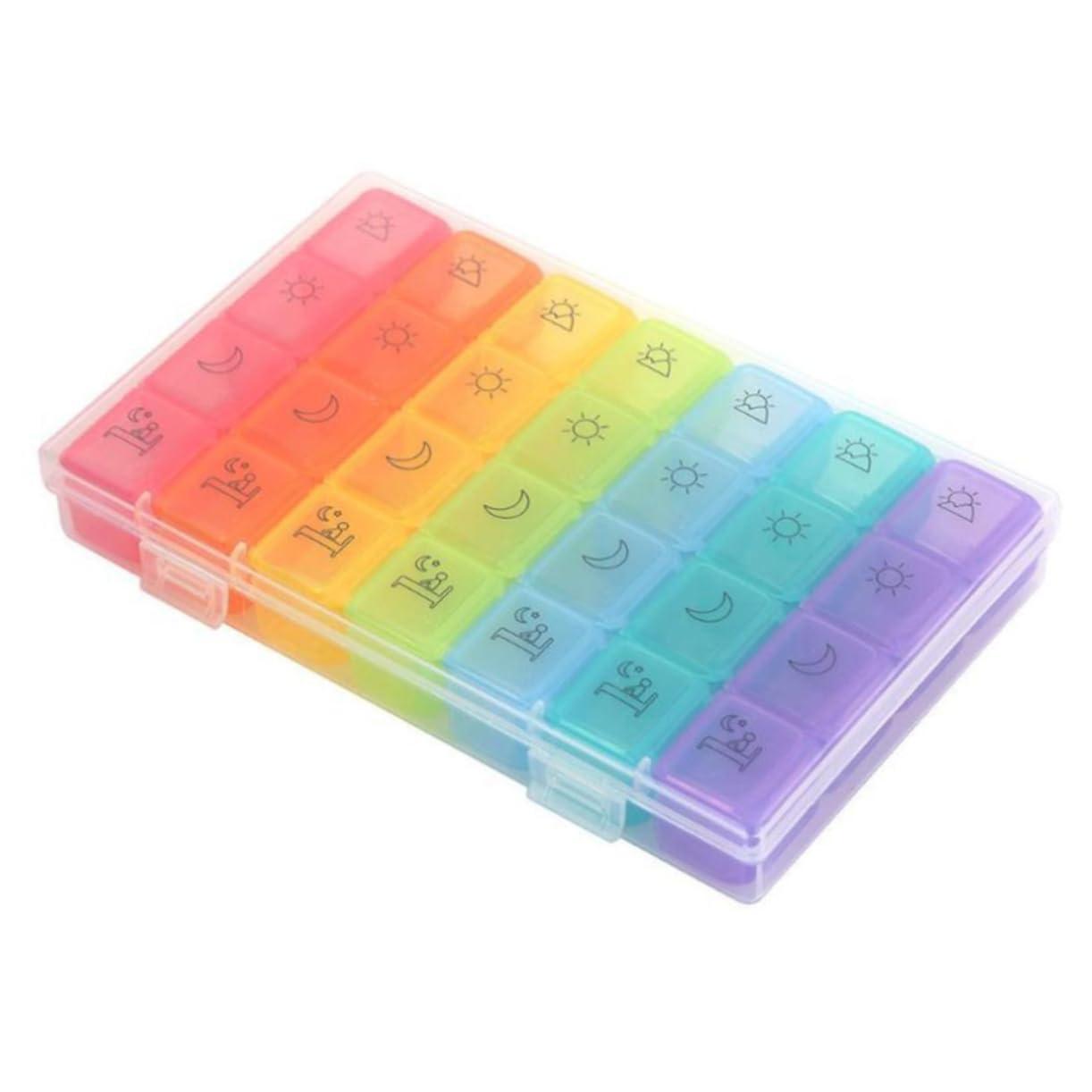 GOOHOCHY GOOHOCHY Portable Pill Box Organizer 28 Separate Compartments Dispensing Pill Organizer Daily Medicine Planner Box Plastic Medicine Dispenser