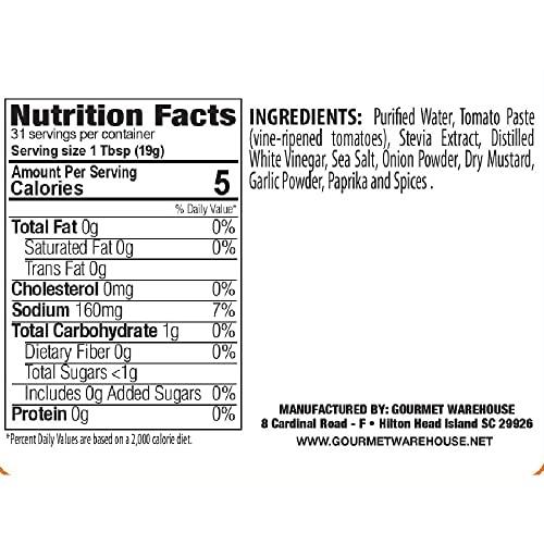 Gourmet Warehouse Gourmet Warehouse No Sugar Added Ketchup, Handcrafted In Small Batches Gluten-Free, HFCS-Free, Keto Friendly Delicious Sauce 16 Ounces Bottle (Pack of 2)