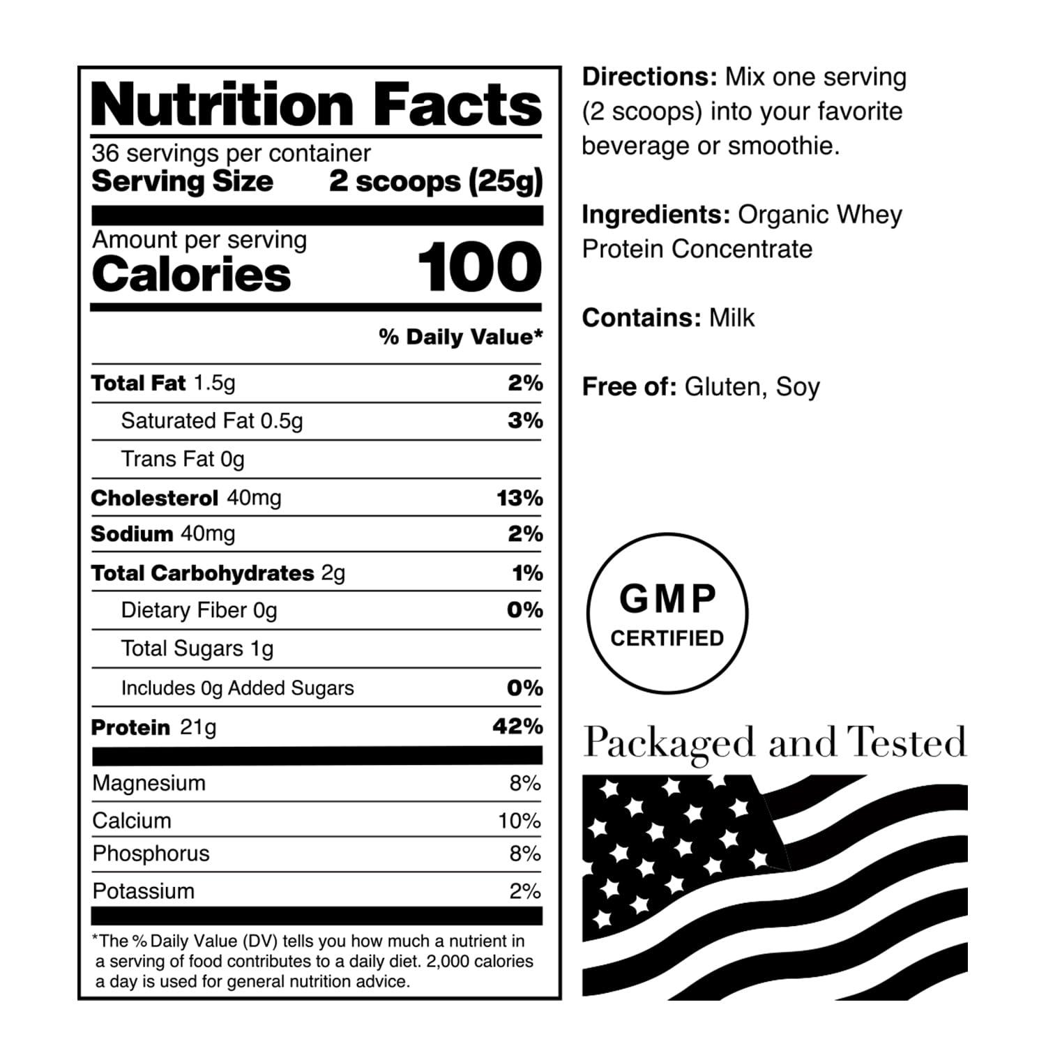 Source Organic NorCal Organic - Classic Whey Protein - 100% Grass-Fed and Grass-Finished - UNFLAVORED - Lecithin-Free - 2lb Bulk