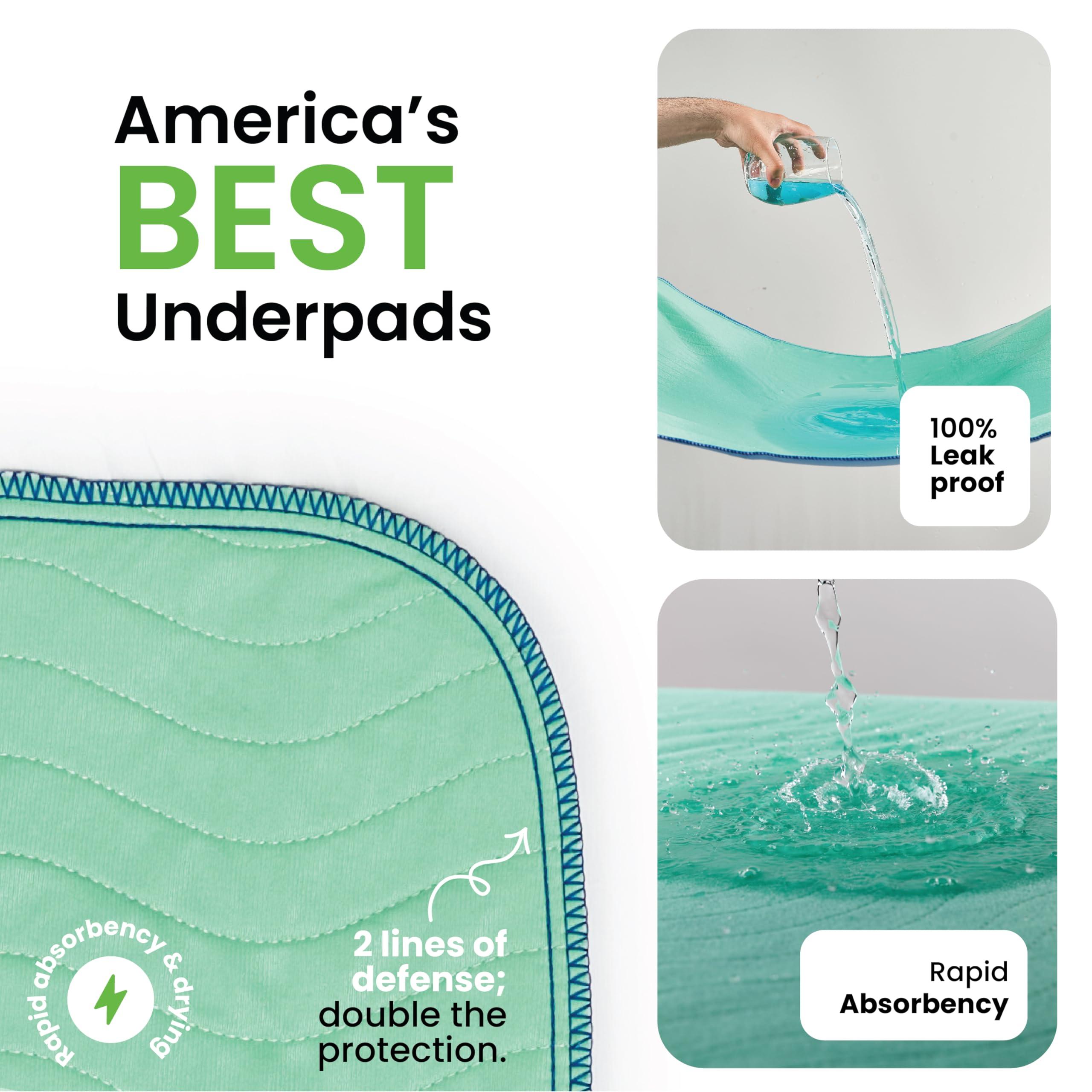 IMPROVIA IMPROVIA Washable Underpads, 18\" x 24\" (Pack of 3) - Heavy Absorbency Reusable Incontinence Pads for Kids, Adults, Elderly, and Pets - Waterproof Protective Pad for Bed, Couch, Sofa, Furniture, Floor
