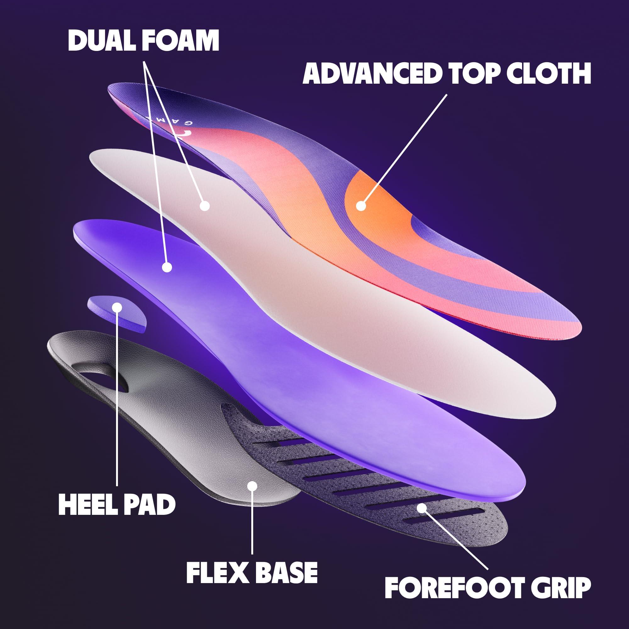 Move MOVE Game Day - All-Purpose Support Insoles - Plantar Fasciitis, Running, Shock Absorption, Flat Feet, Arch Support, Basketball, Active Lifestyle, Walking and Athletics (M 8-8.5 / WM 9.5-10)