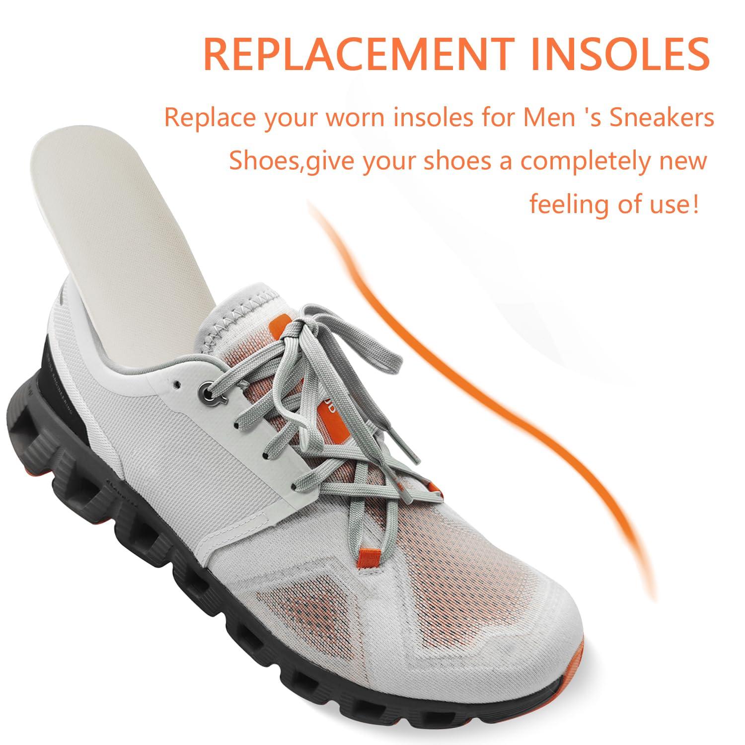 NDTEZUGT Shoe Insoles for On Cloud Men\'s Shoes Replacement, Comfort PVC Inner Sole Footwear Inserts for Light-Weight and Cushion Shock Absorbing (White,US Men8.5-EU42)