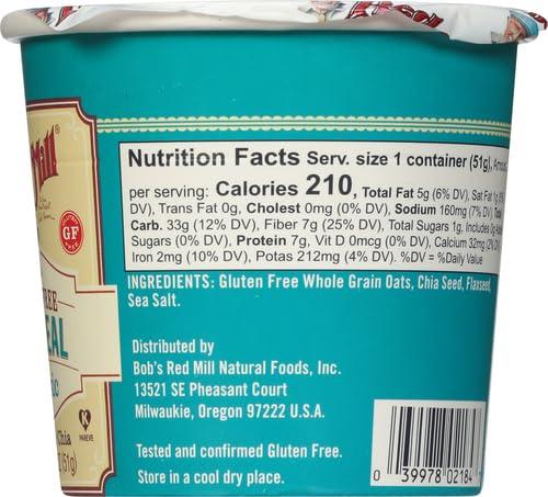 Bob's Red Mill Bob\'s Red Mill Classic Oatmeal Cup, 1 Cup (Pack of 1) - Non GMO, Gluten Free, Whole Grain, Vegan, Kosher