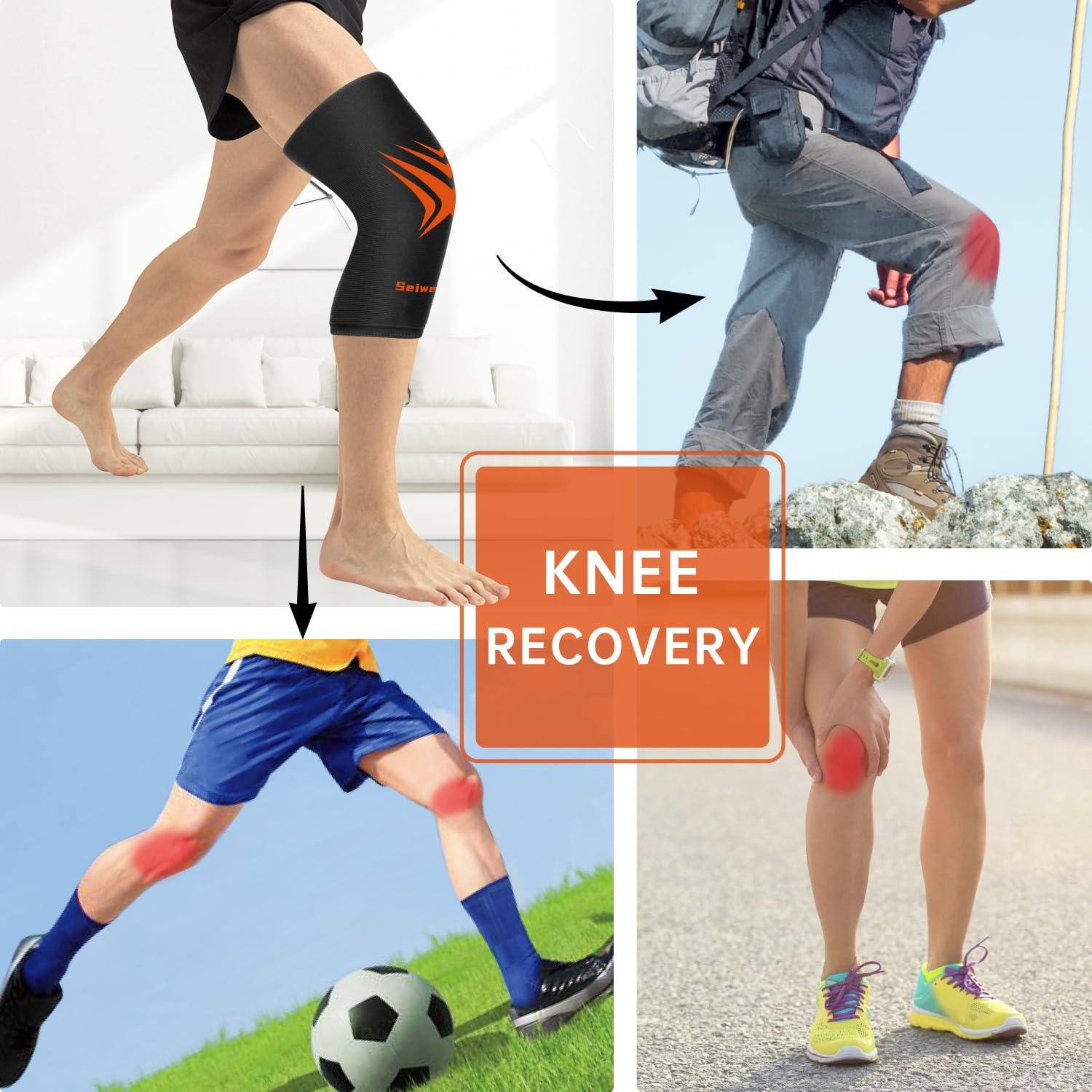 SEIWEHIDO Extended Knees Ice Pack for Injuries Freeze Compression Sleeve Reusable Soft Gel Ice Wrap for Leg Swelling, Knee Replacement Surgery, Cold Compress Therapy for Arthritis, Meniscus Tear and ACL