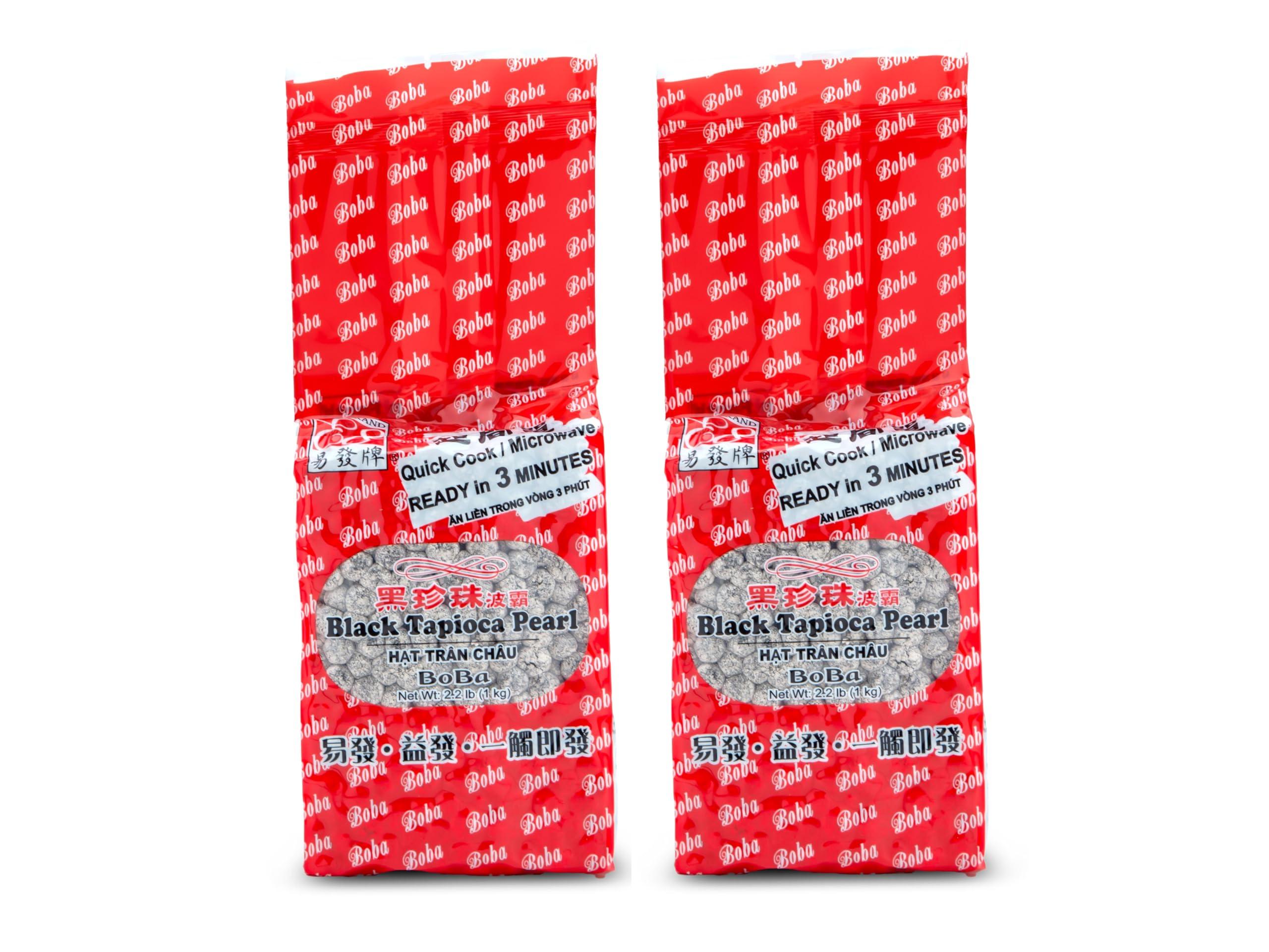 E-FA BRAND E8 E-FA BRAND Boba Black Tapioca Pearl, Fresh Boba Bubble Tea, Ready to Cook in 5 Minutes or Microwave in 3 Minutes, 2.2 LB (Pack of 2)